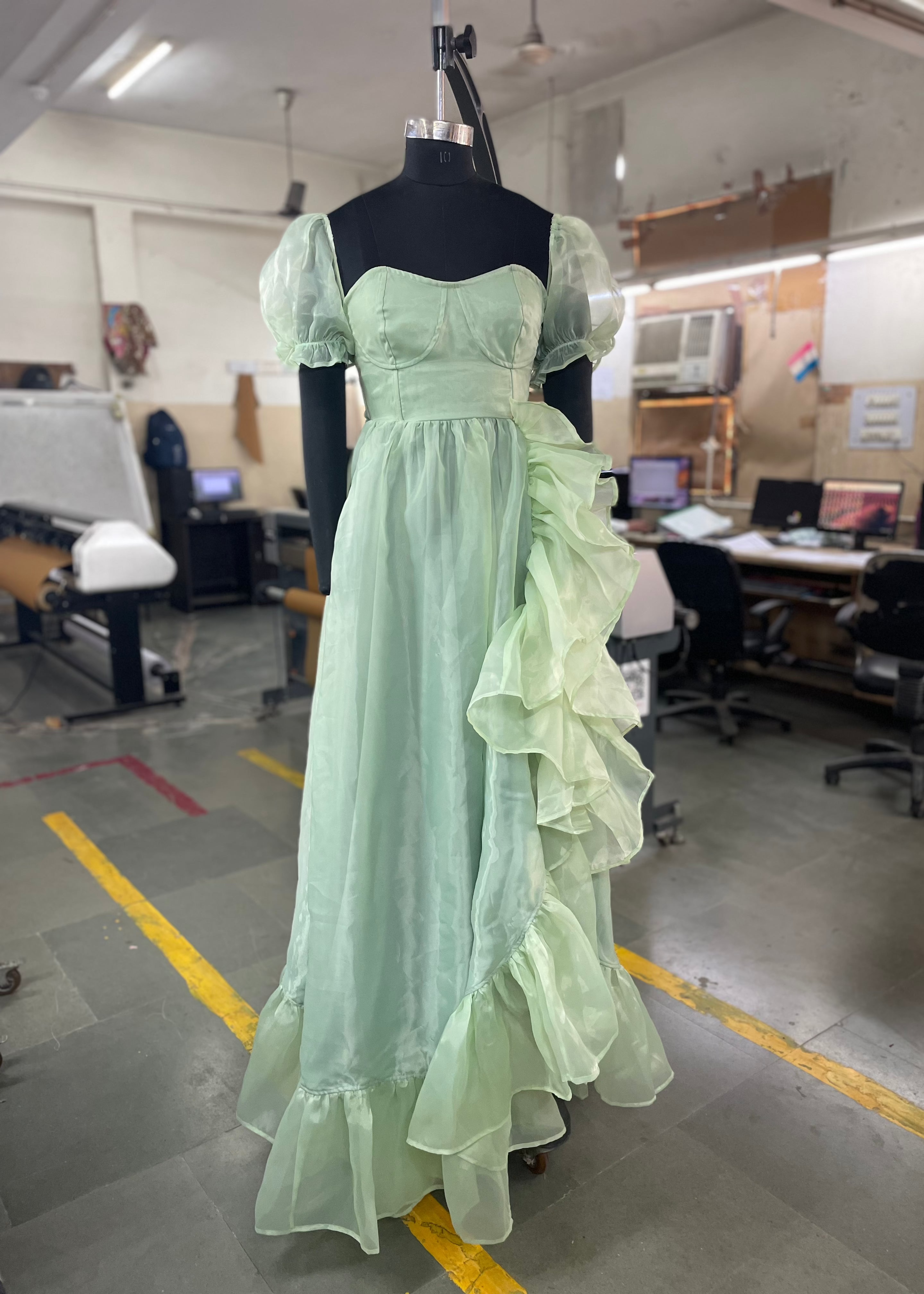 Gia Ruffle Organza Corset Gown