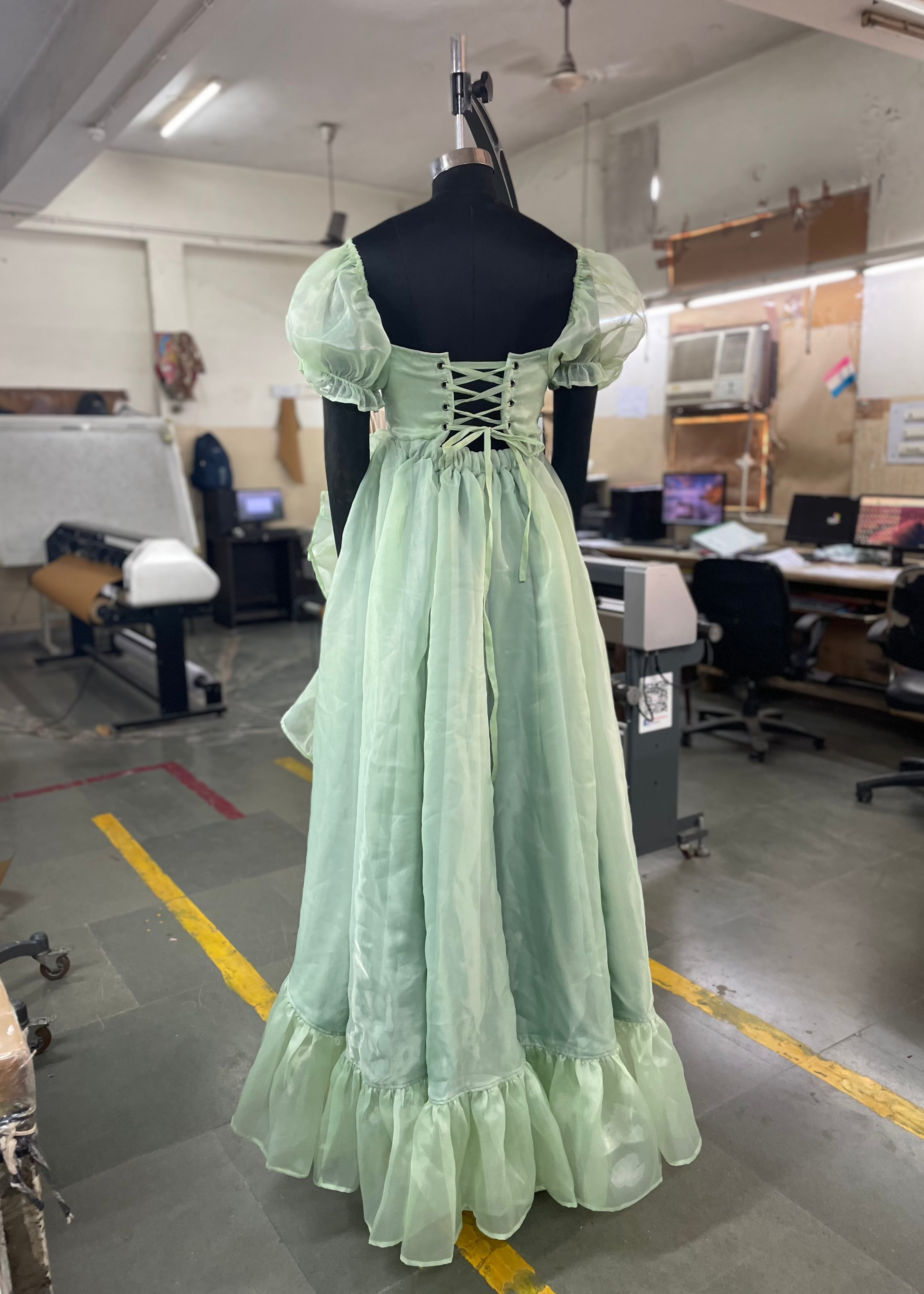 Gia Ruffle Organza Corset Gown