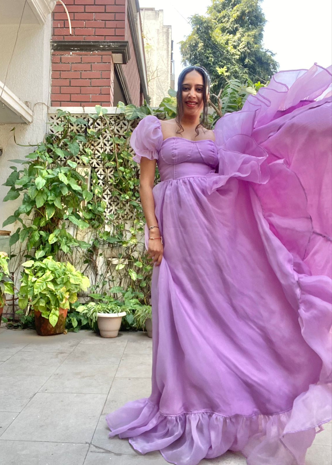 Gia Ruffle Organza Corset Gown