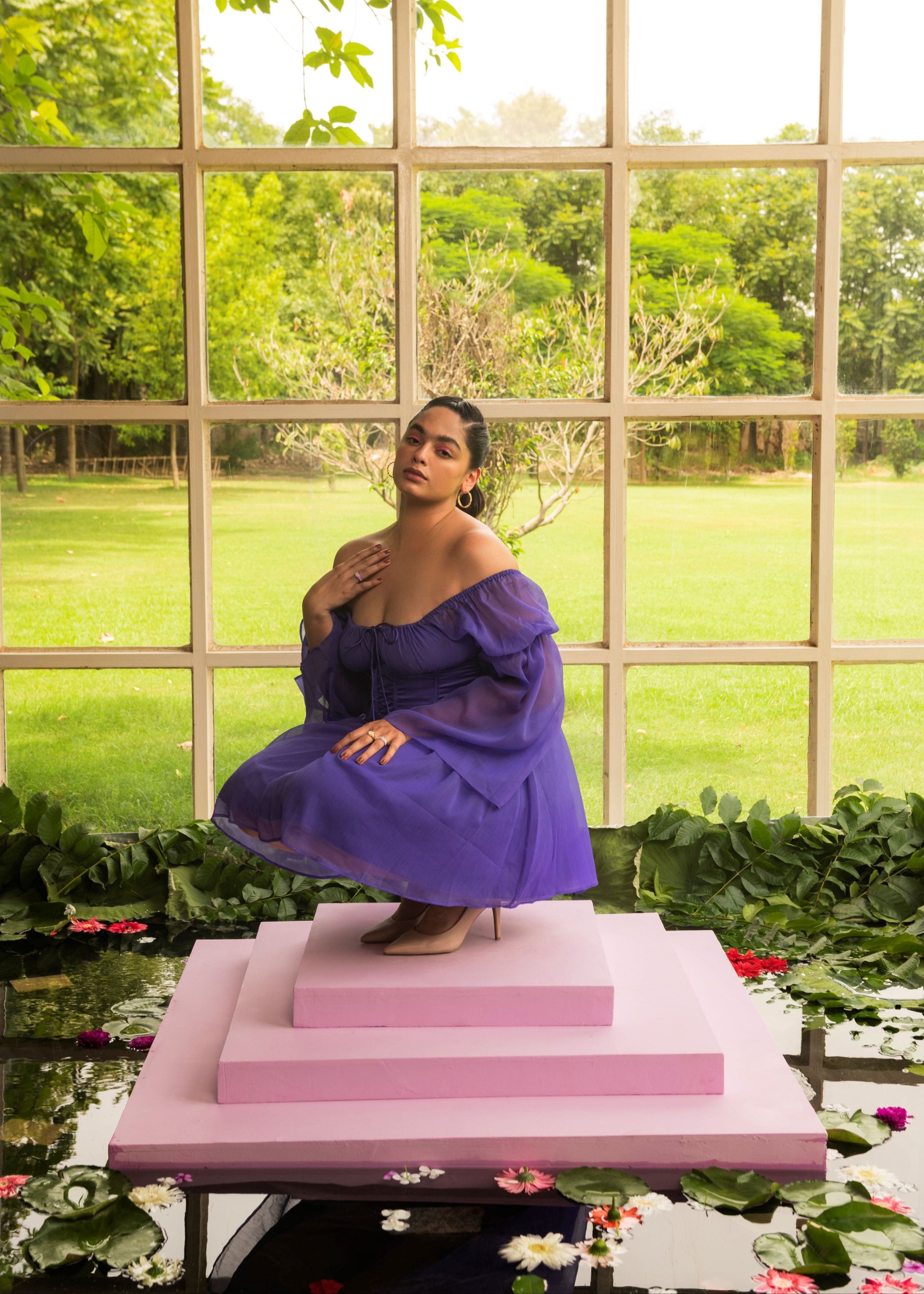 Violet Chiffon Corset Dress