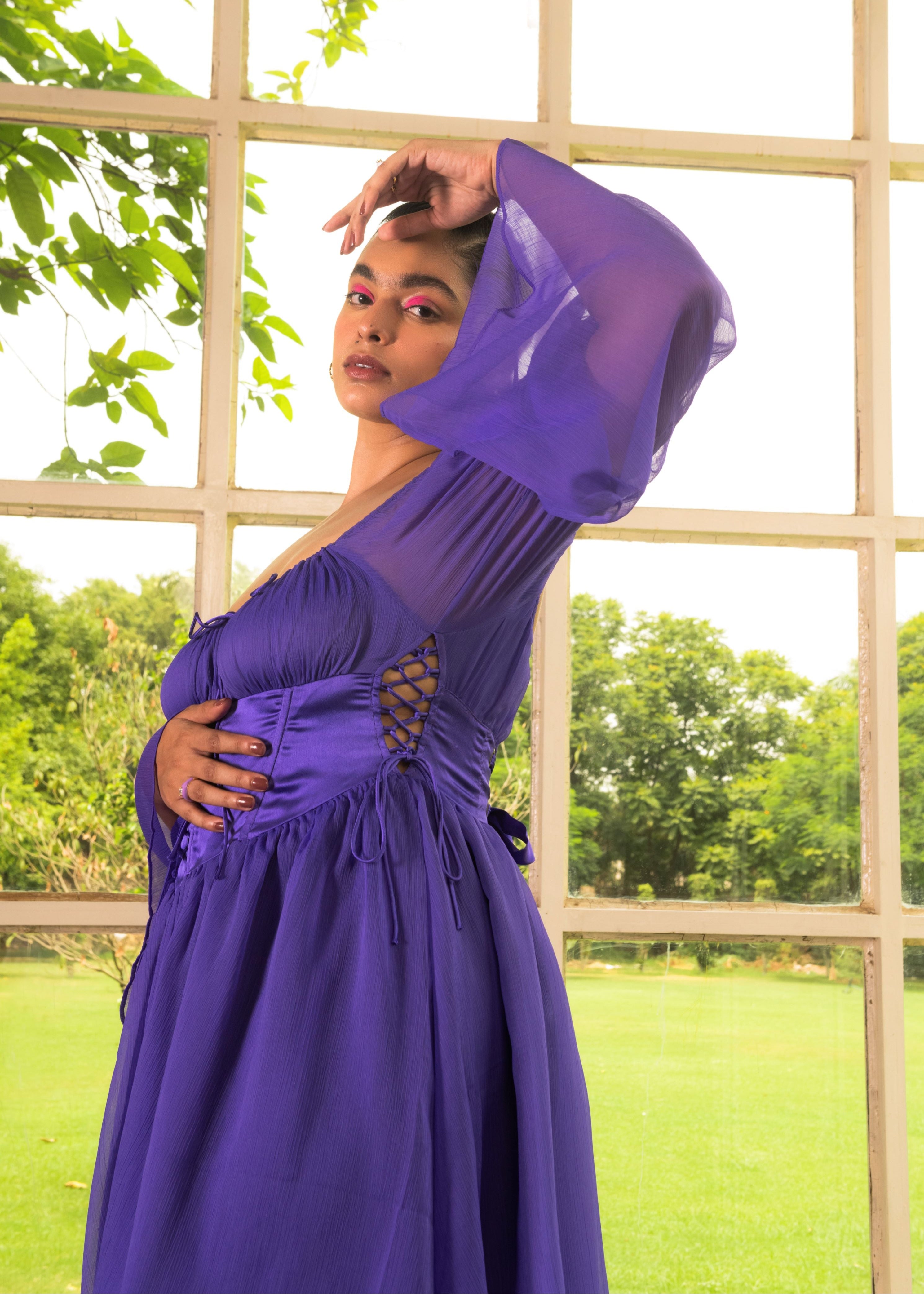 Violet Chiffon Corset Dress