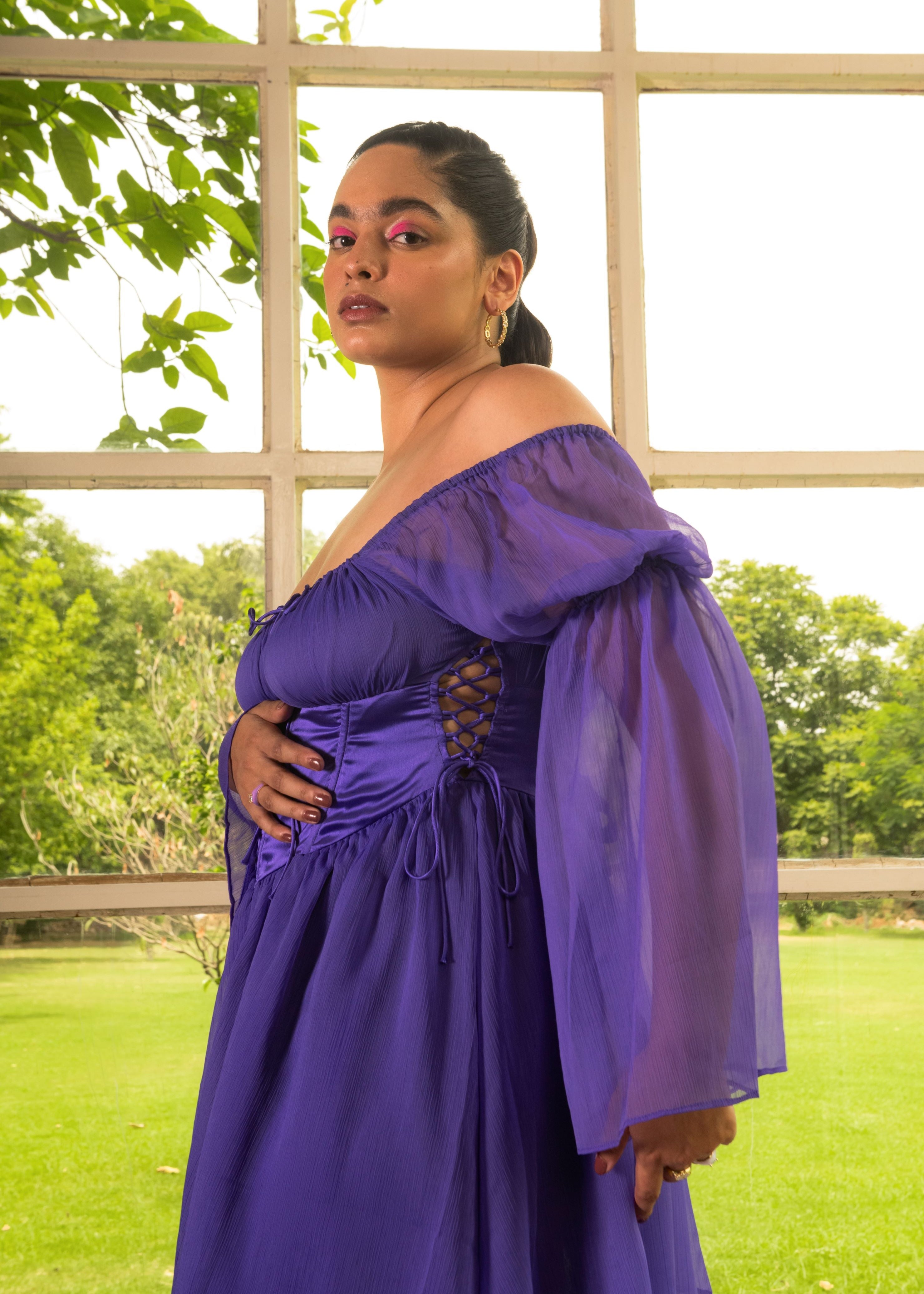 Violet Chiffon Corset Dress