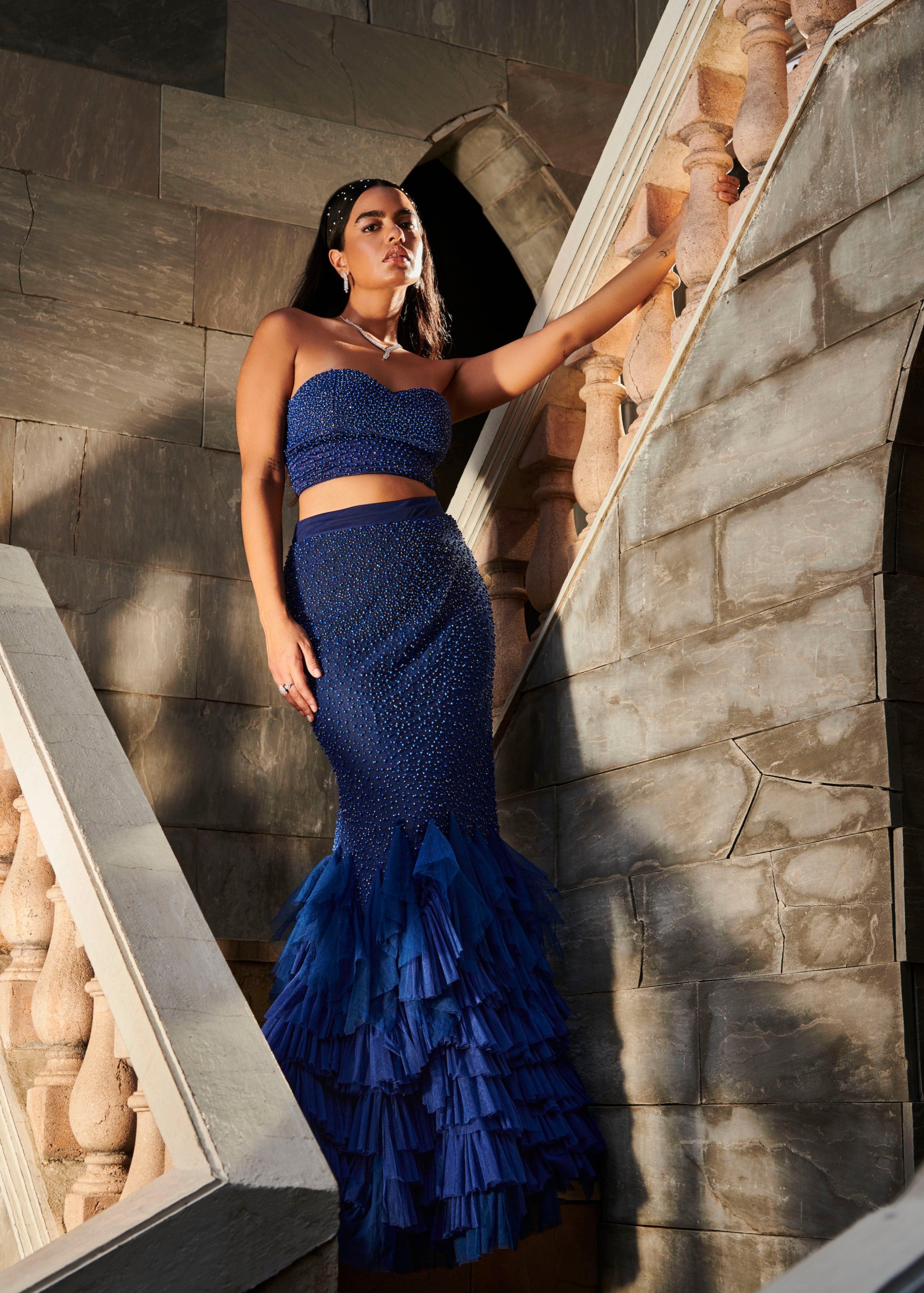 Shop Sapphire Hand-Embroidered Lehenga Set