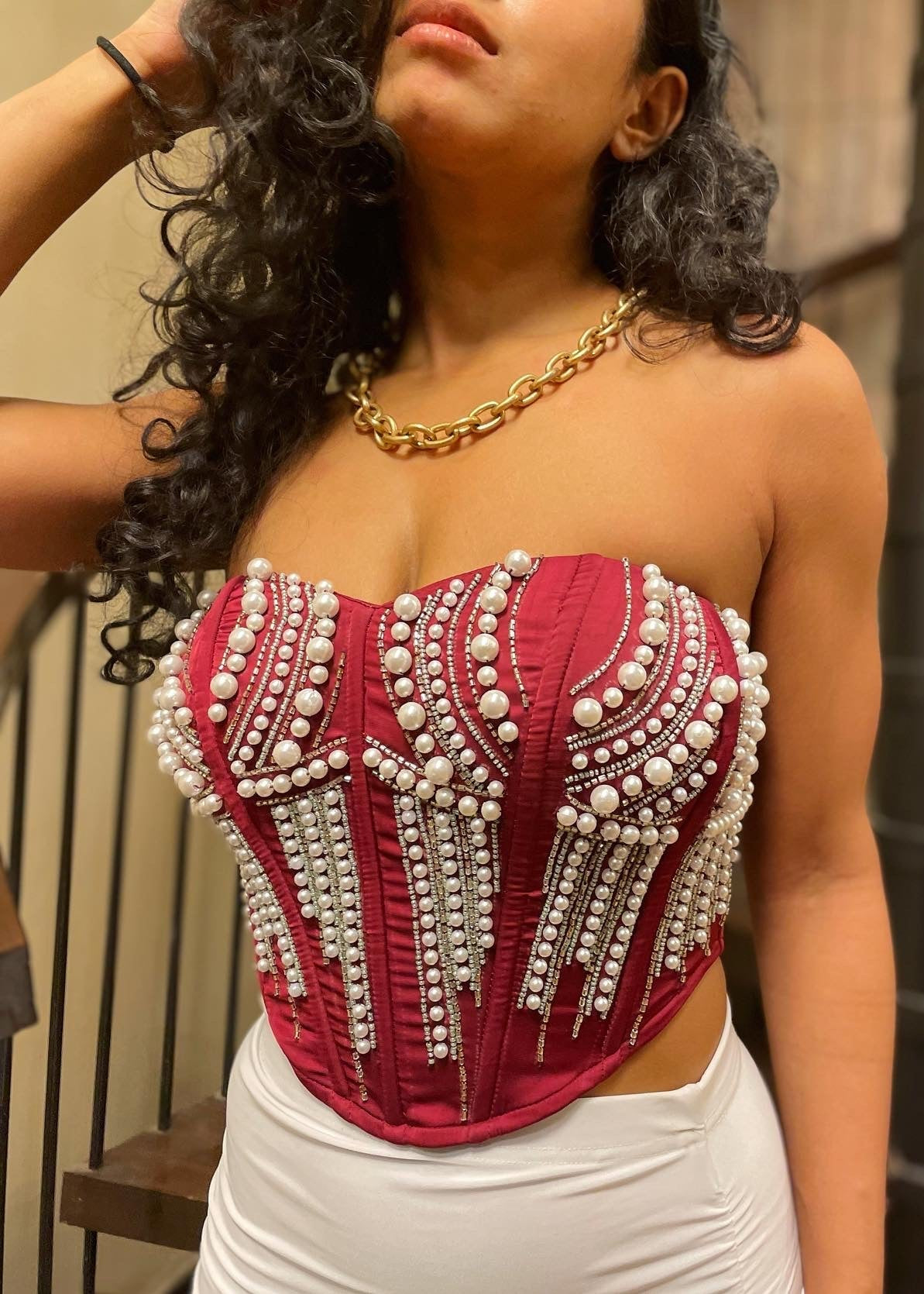 Leila Hand Embroidered Corset Blouse