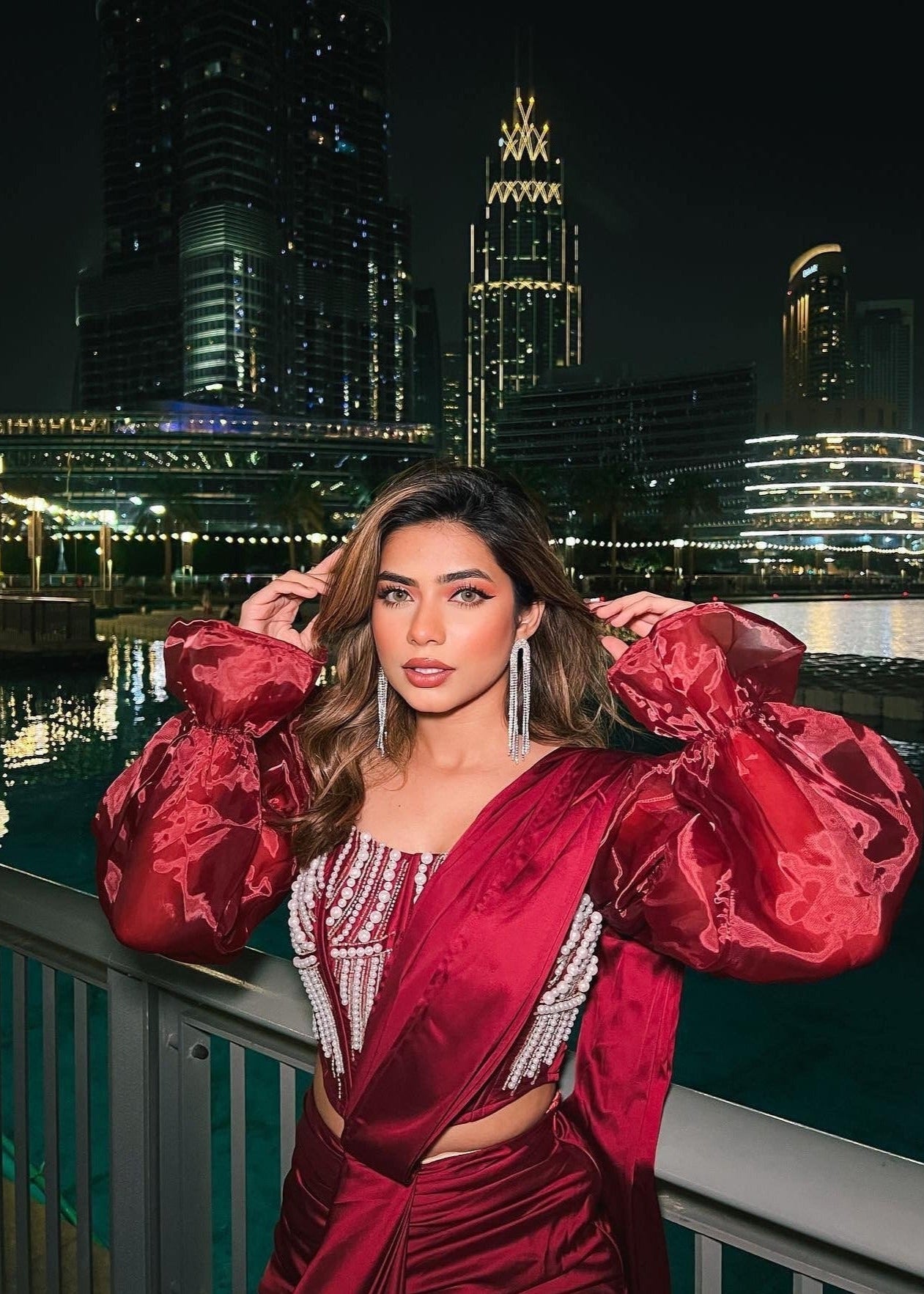 Leila Puff Organza Sleeve Hand Embroidered Corset Blouse