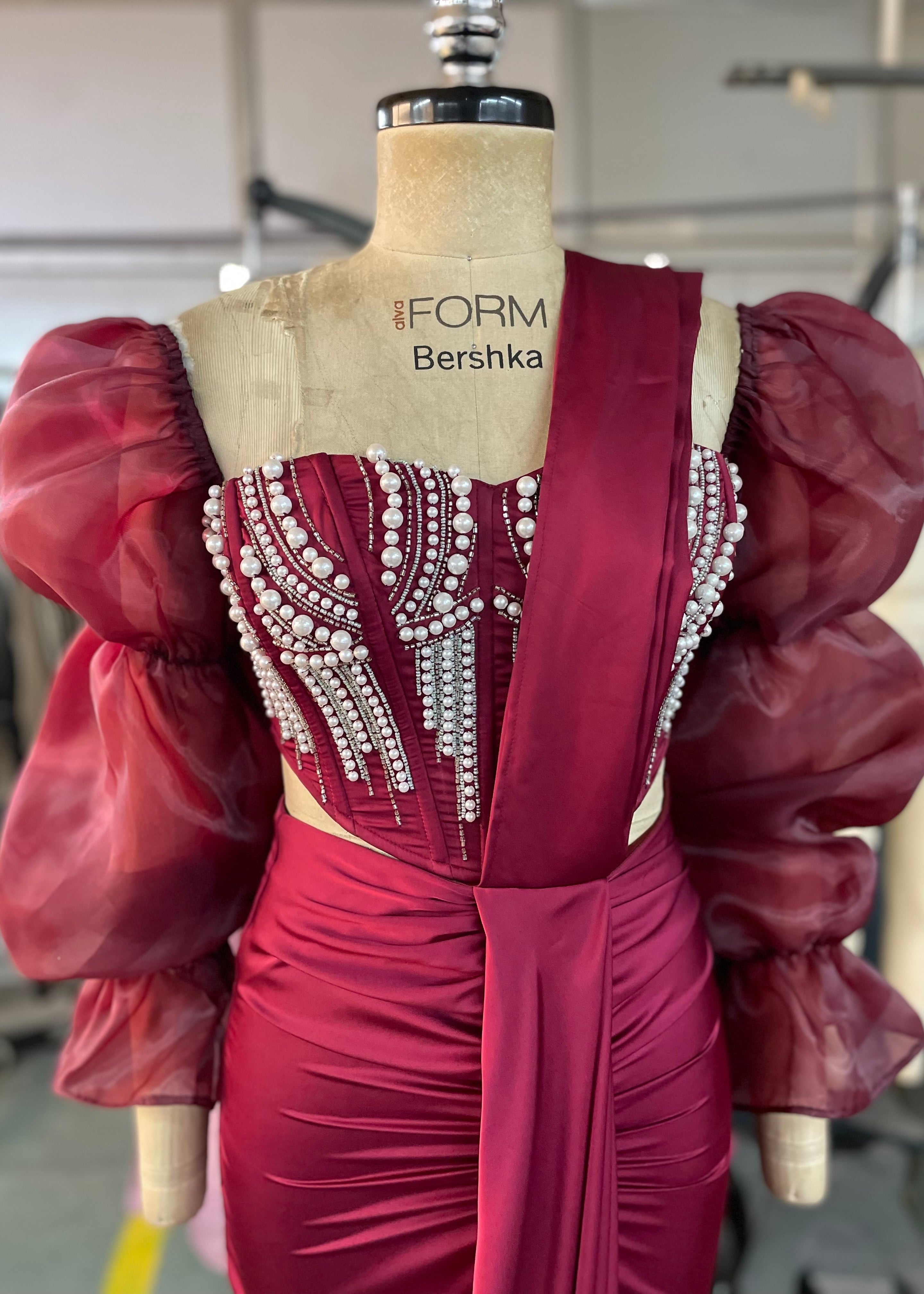 Leila Puff Organza Sleeve Hand Embroidered Corset Blouse