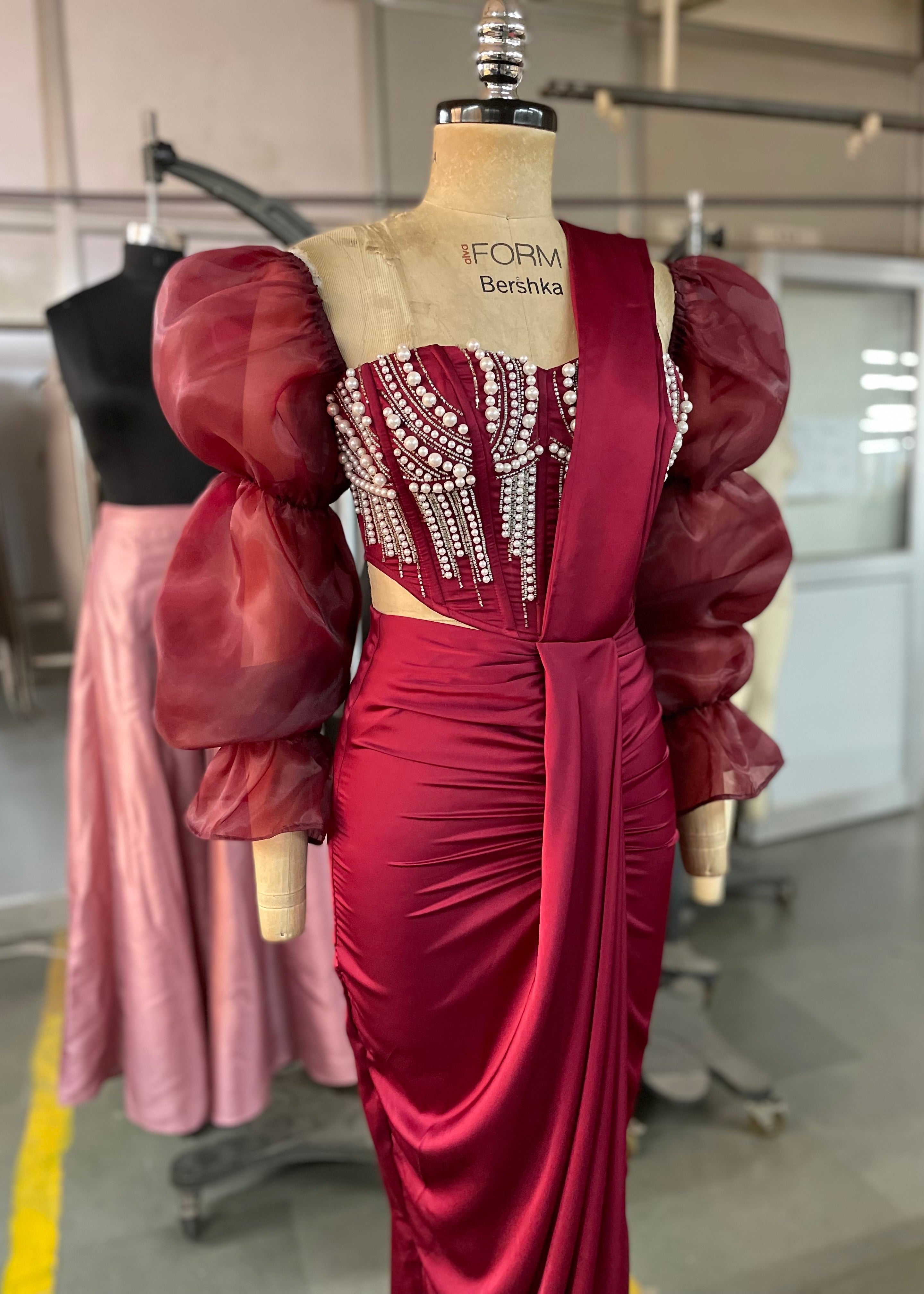 Leila Puff Organza Sleeve Hand Embroidered Corset Blouse