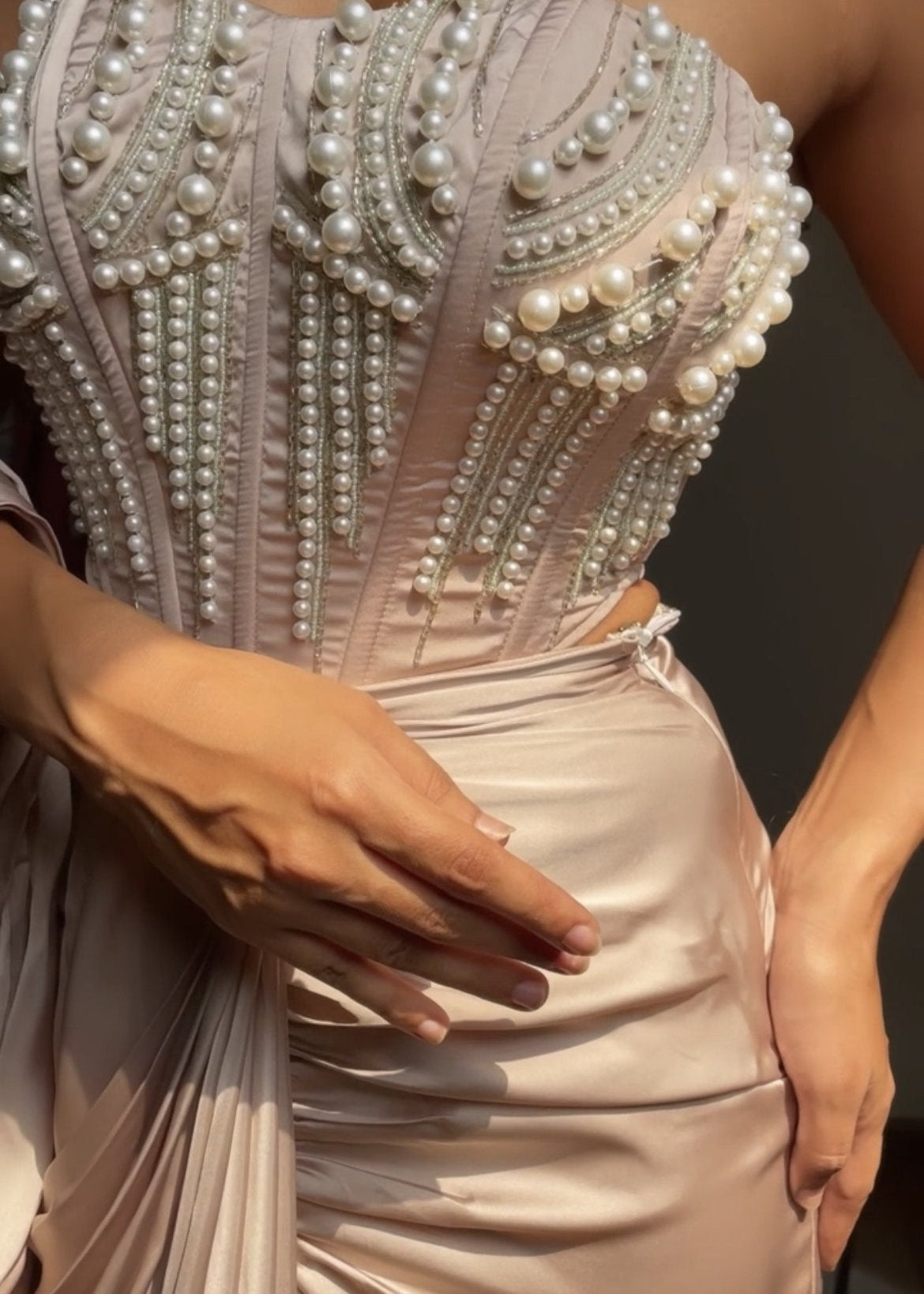 Leila Puff Organza Sleeve Hand Embroidered Corset Blouse