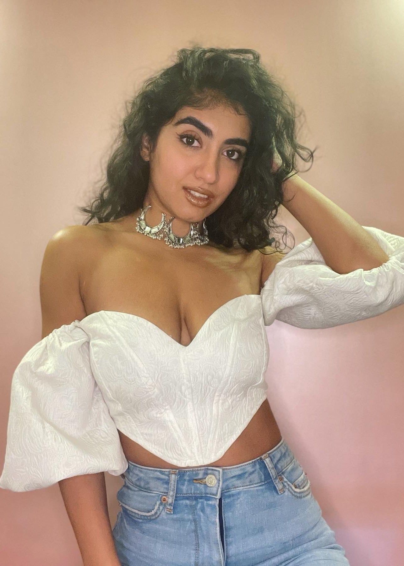 Loretta White Jacquard Corset Top