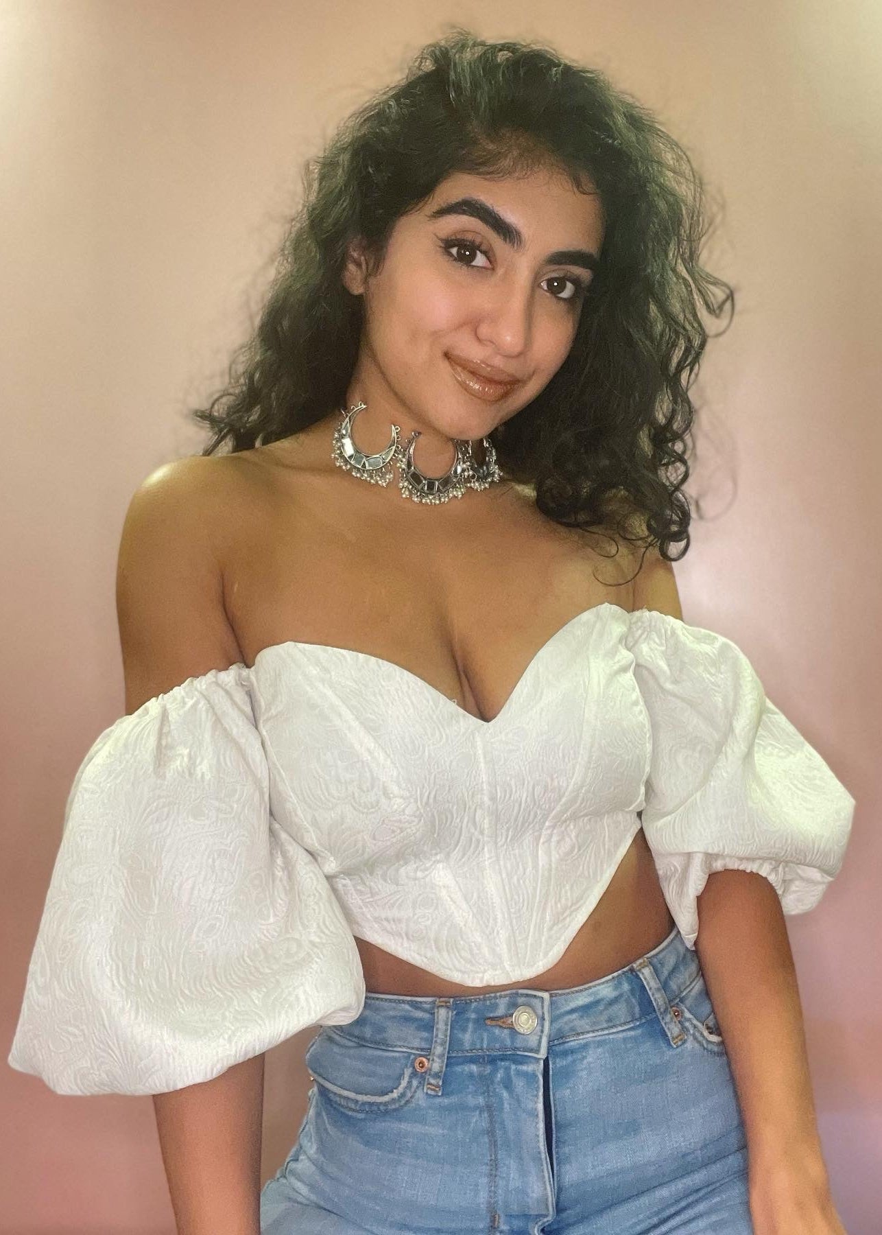 Loretta White Jacquard Corset Top