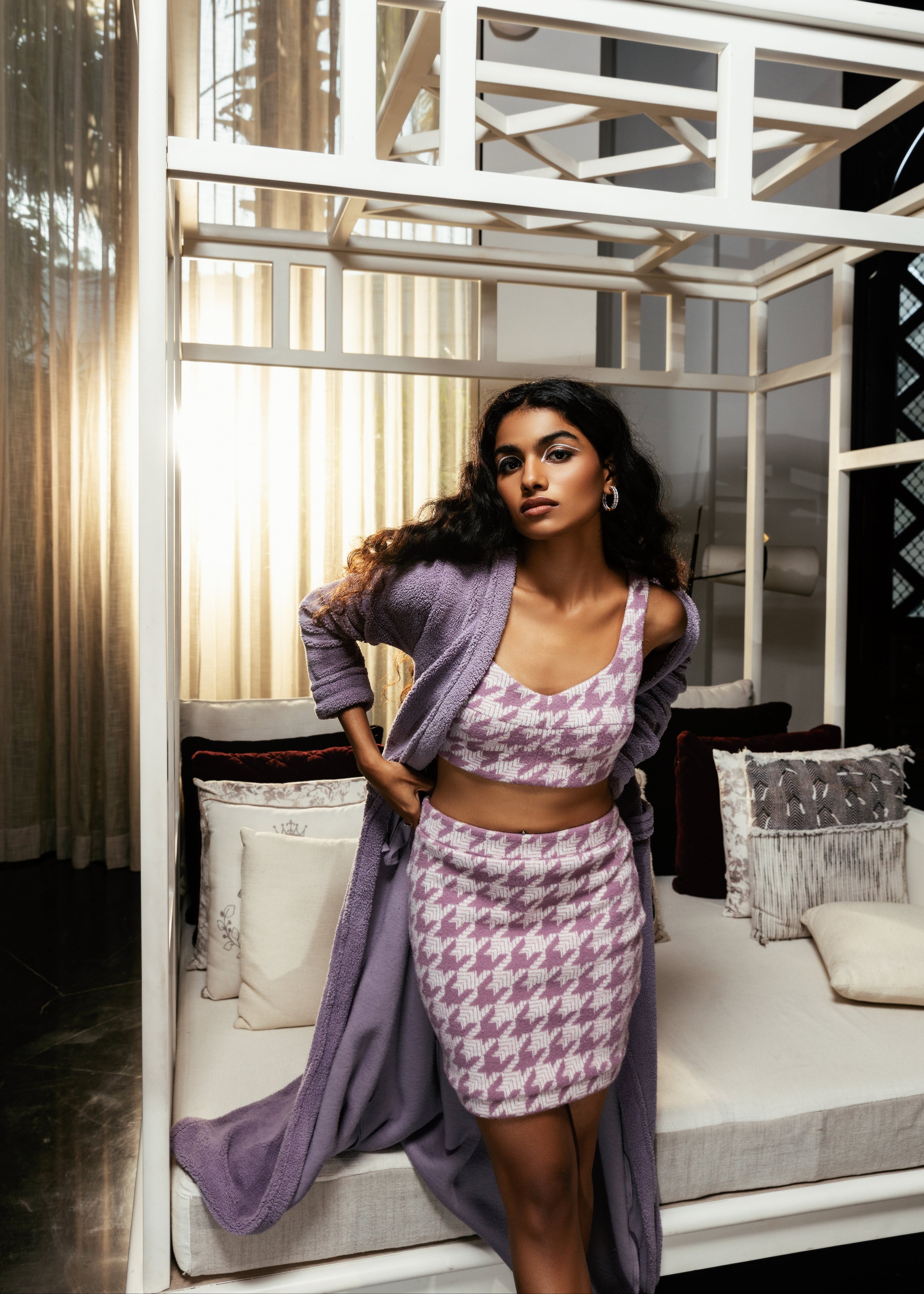 Lucille Lavender Houndstooth Lounge Set