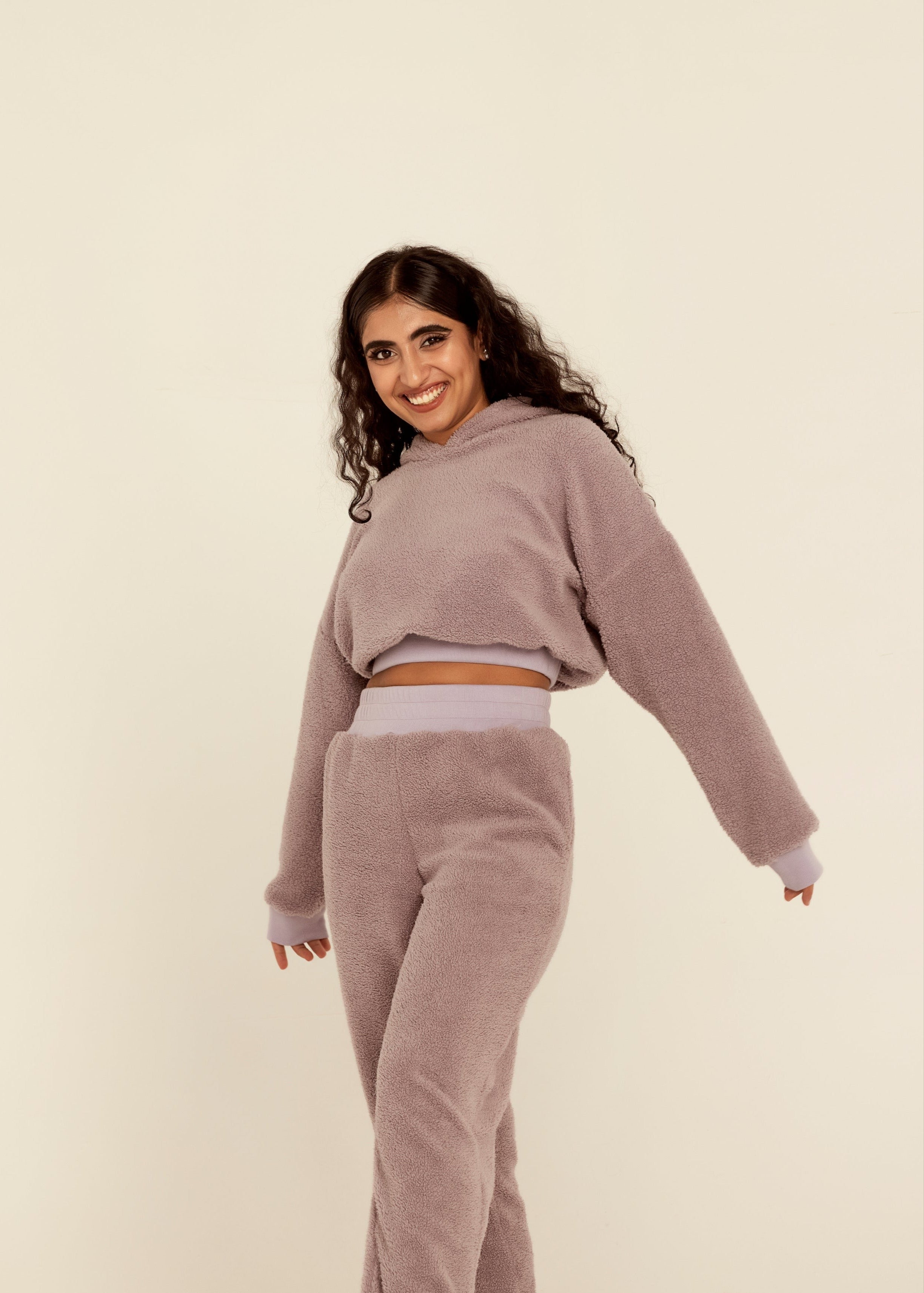 Lucy Lavender Teddy Cropped Sweatshirt