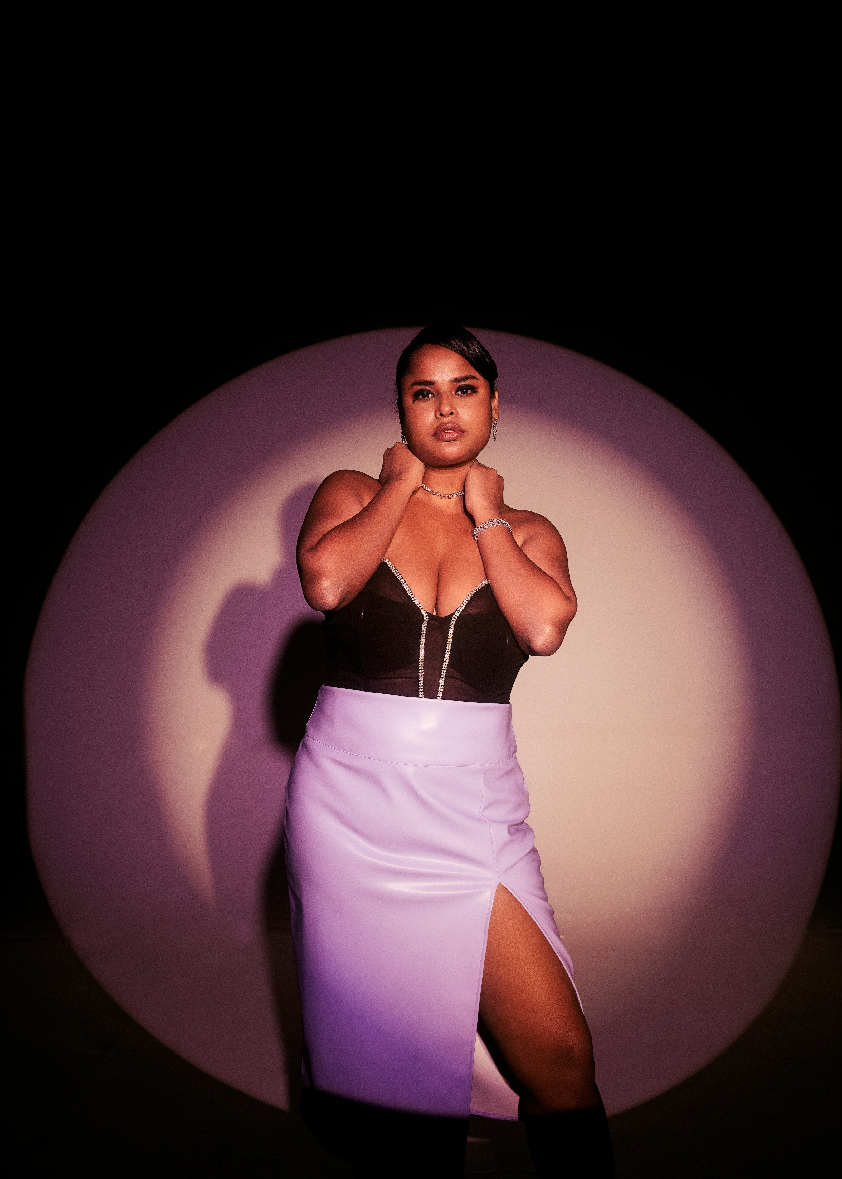 Micaela Black and Lavender Rhinestone Corset Set