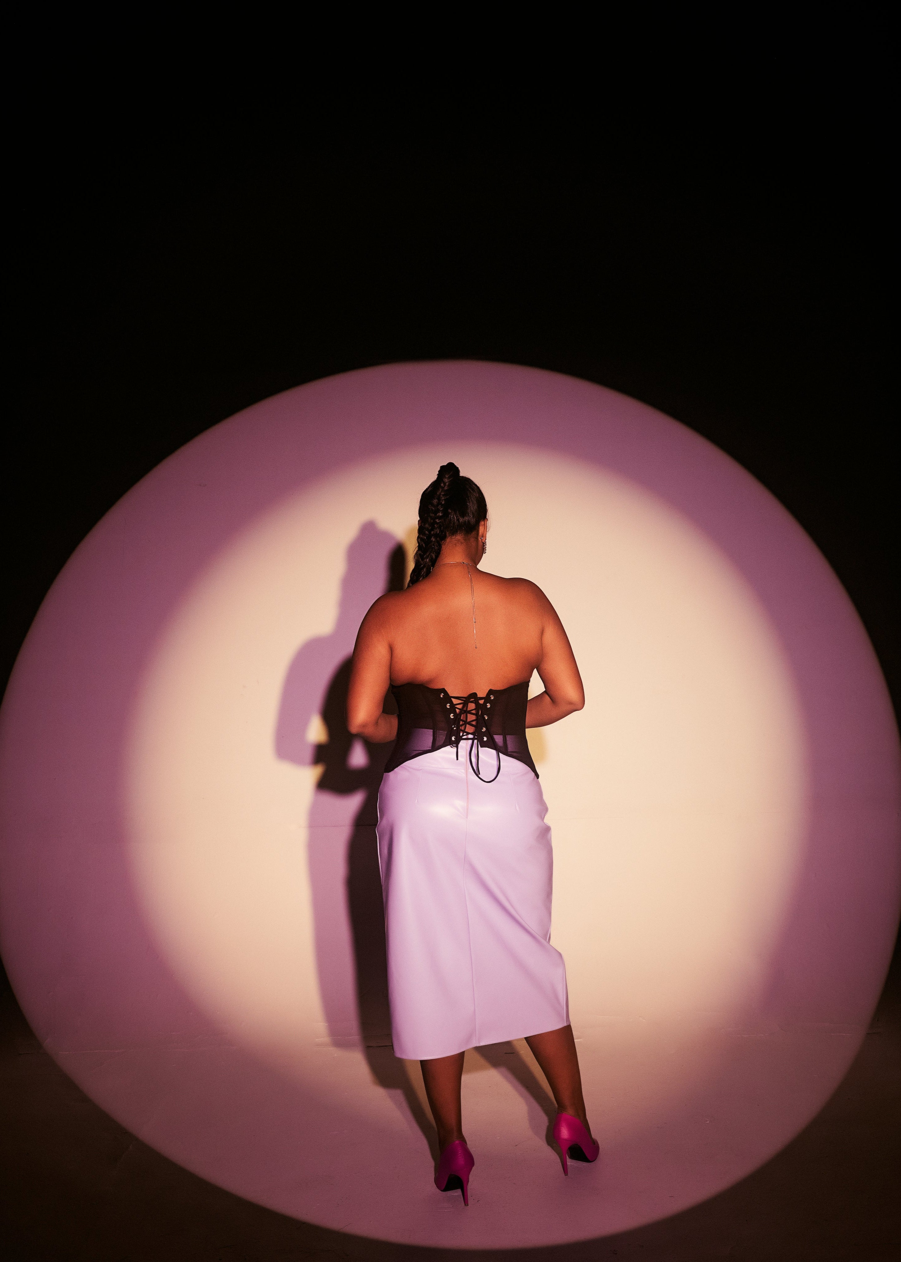 Micaela Black and Lavender Rhinestone Corset Set