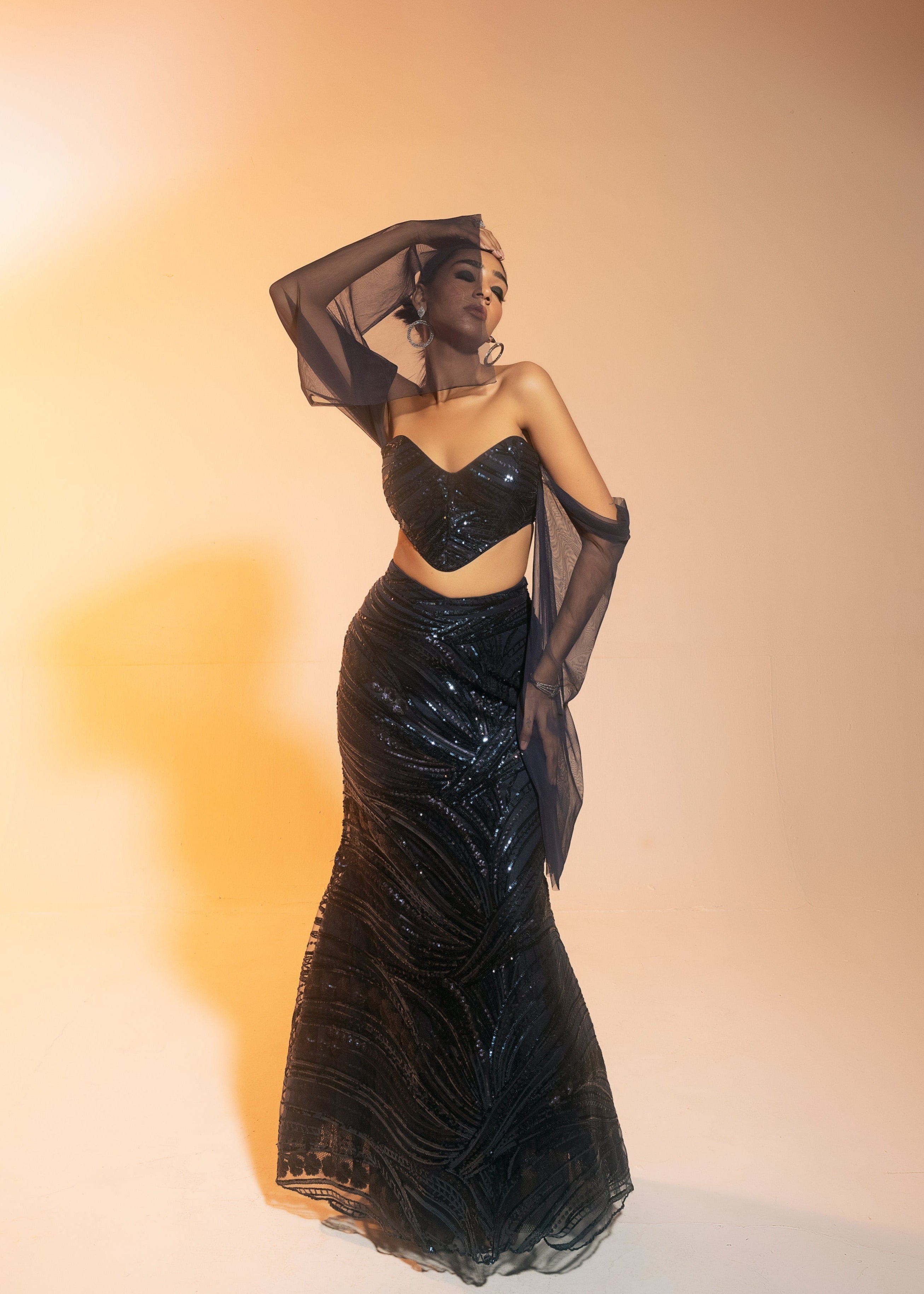 Buy Sapphire Embroidered Mermaid Lehenga Set