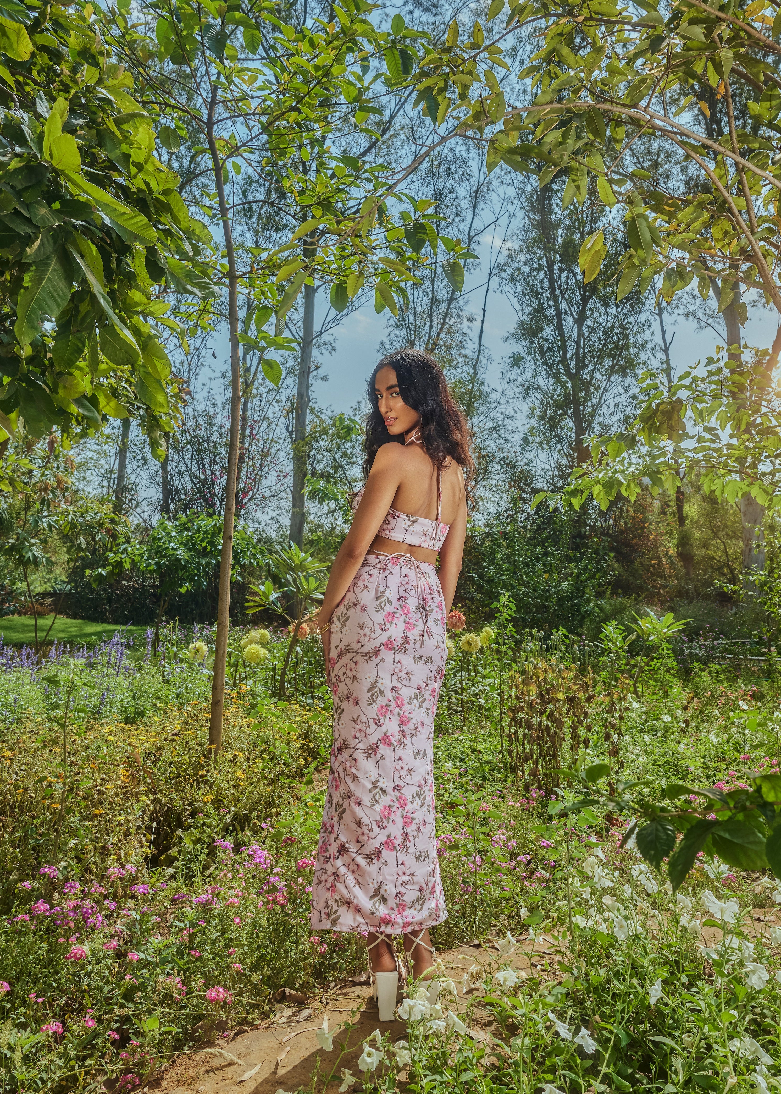 Phoebe Pink Floral Embellished Tie Coord Set with floral embellishments and a chic tie detail in a soft pink hue