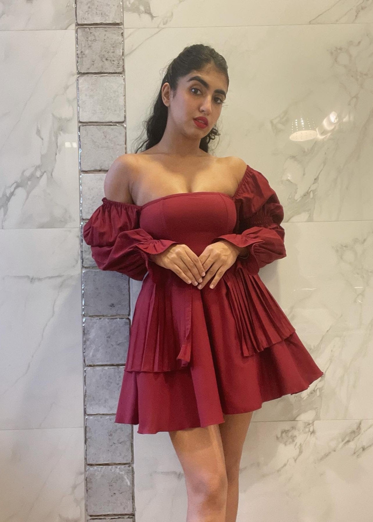 Pixie Burgundy Puff Corset Dress