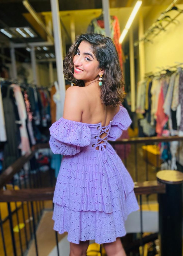 Lavendar Schiffli Dress