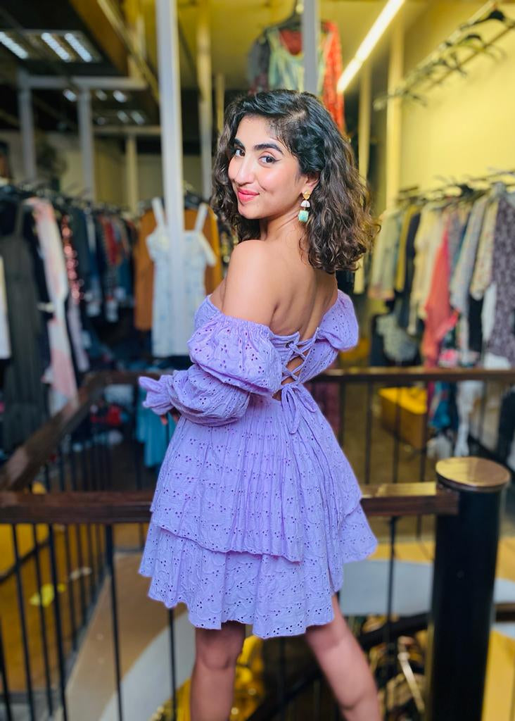 Lavendar Schiffli Dress