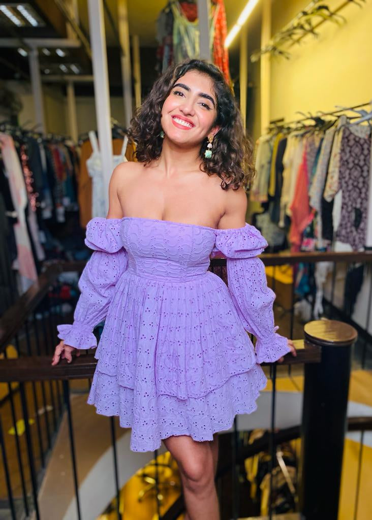 Lavendar Schiffli Dress