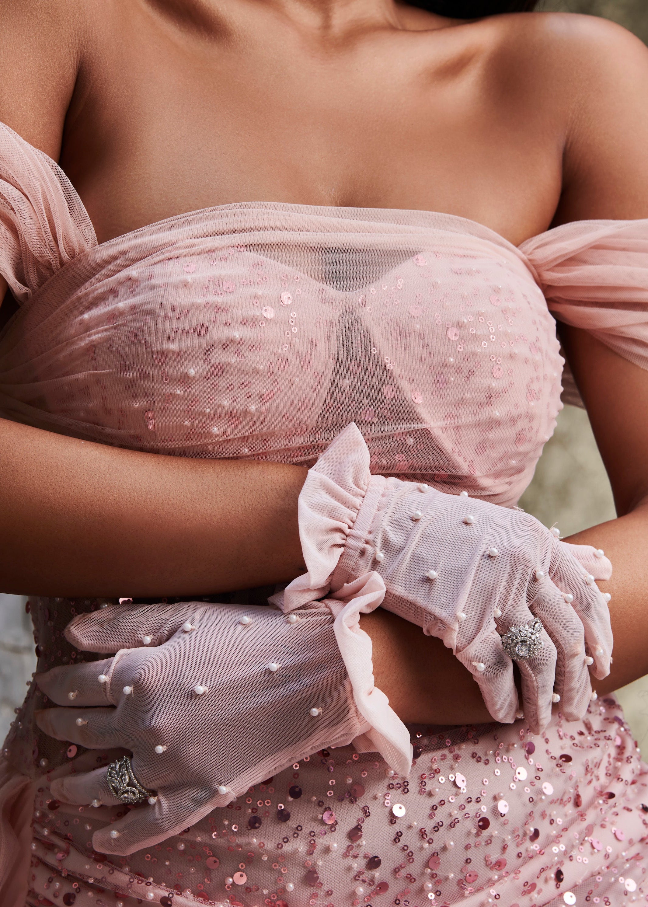 Portia Pink Embroidered Corset Gown