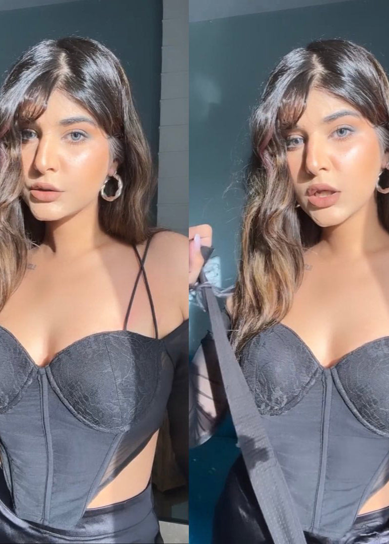 Reina Black Mesh + Lace Bustier Corset Top CL