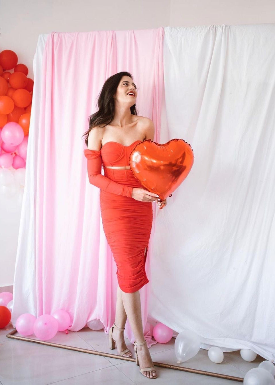 Red Midi Corset Dress