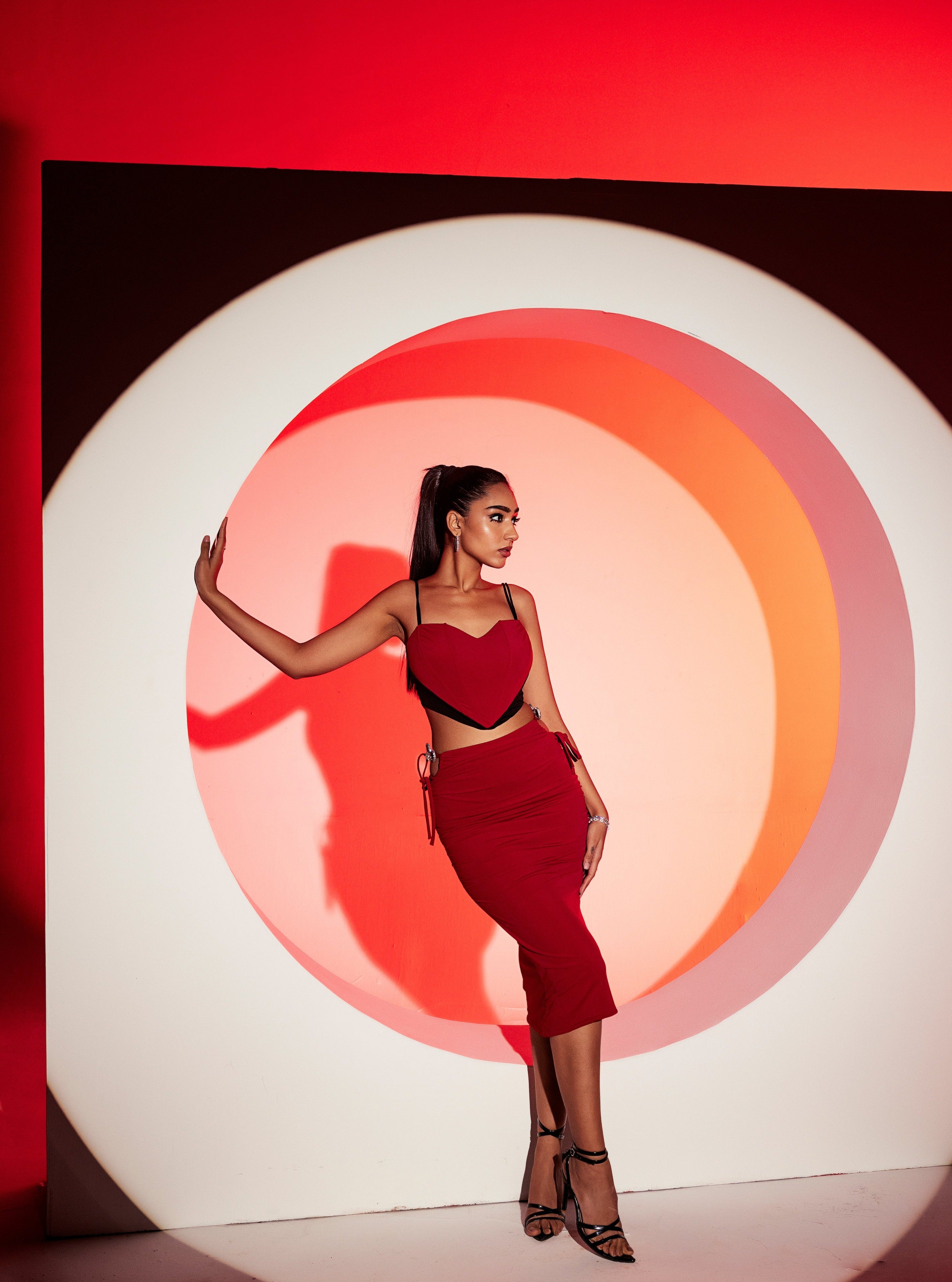 Red Corset Co-Ord Set