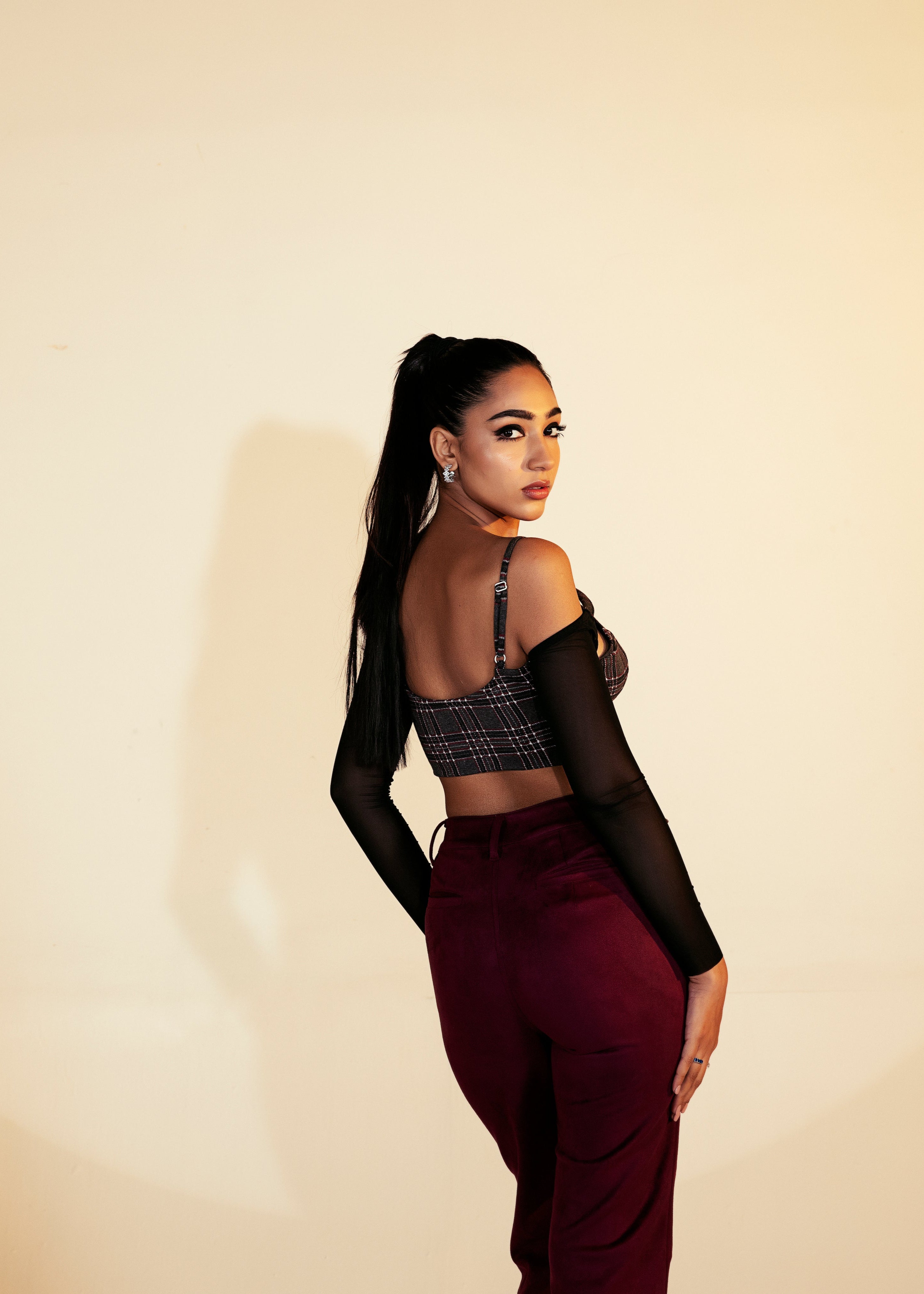 Vera Burgundy Plaid Suspender Corset