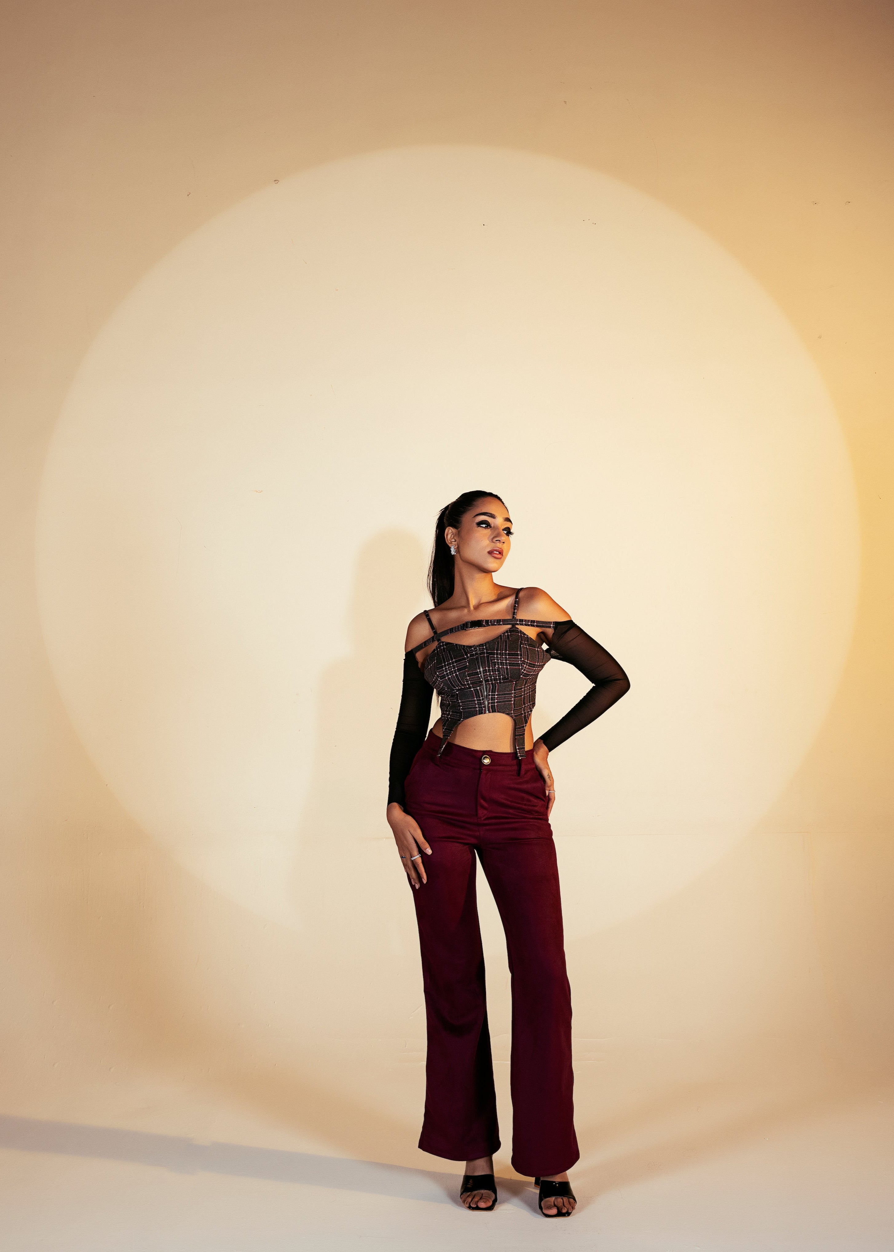 Vera Burgundy Plaid Suspender Corset