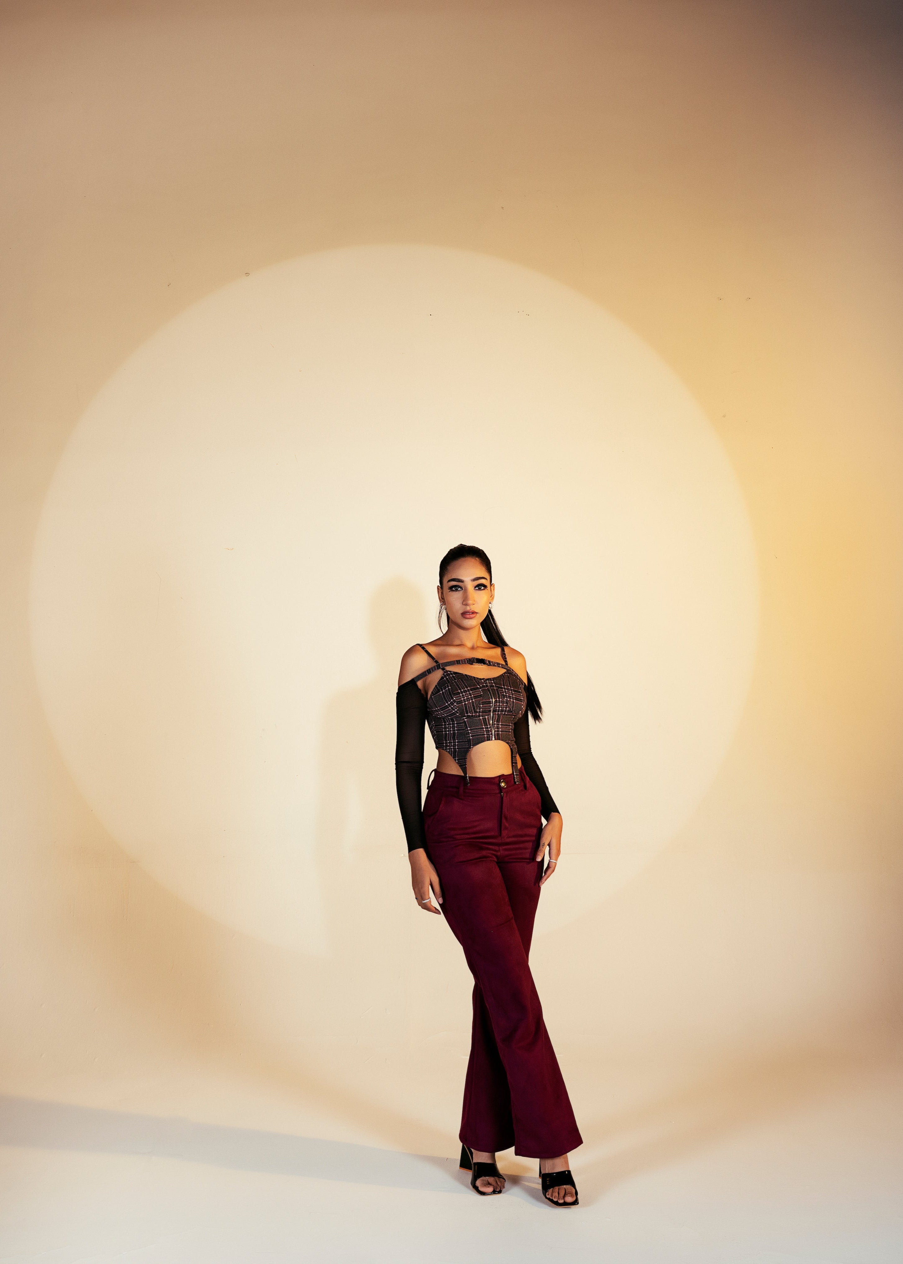 Vera Burgundy Plaid Suspender Corset