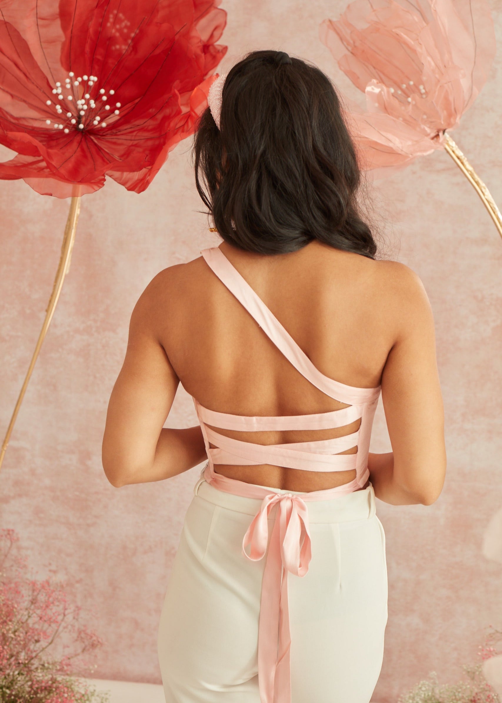 Vivian Pink Backless Corset Top