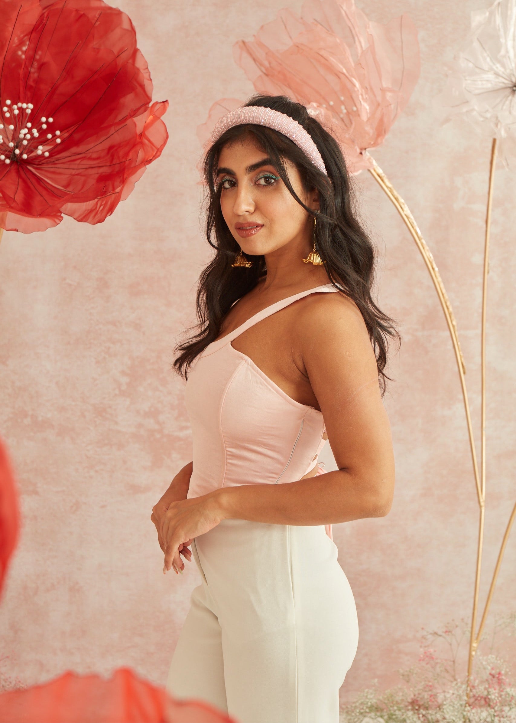 Vivian Pink Backless Corset Top