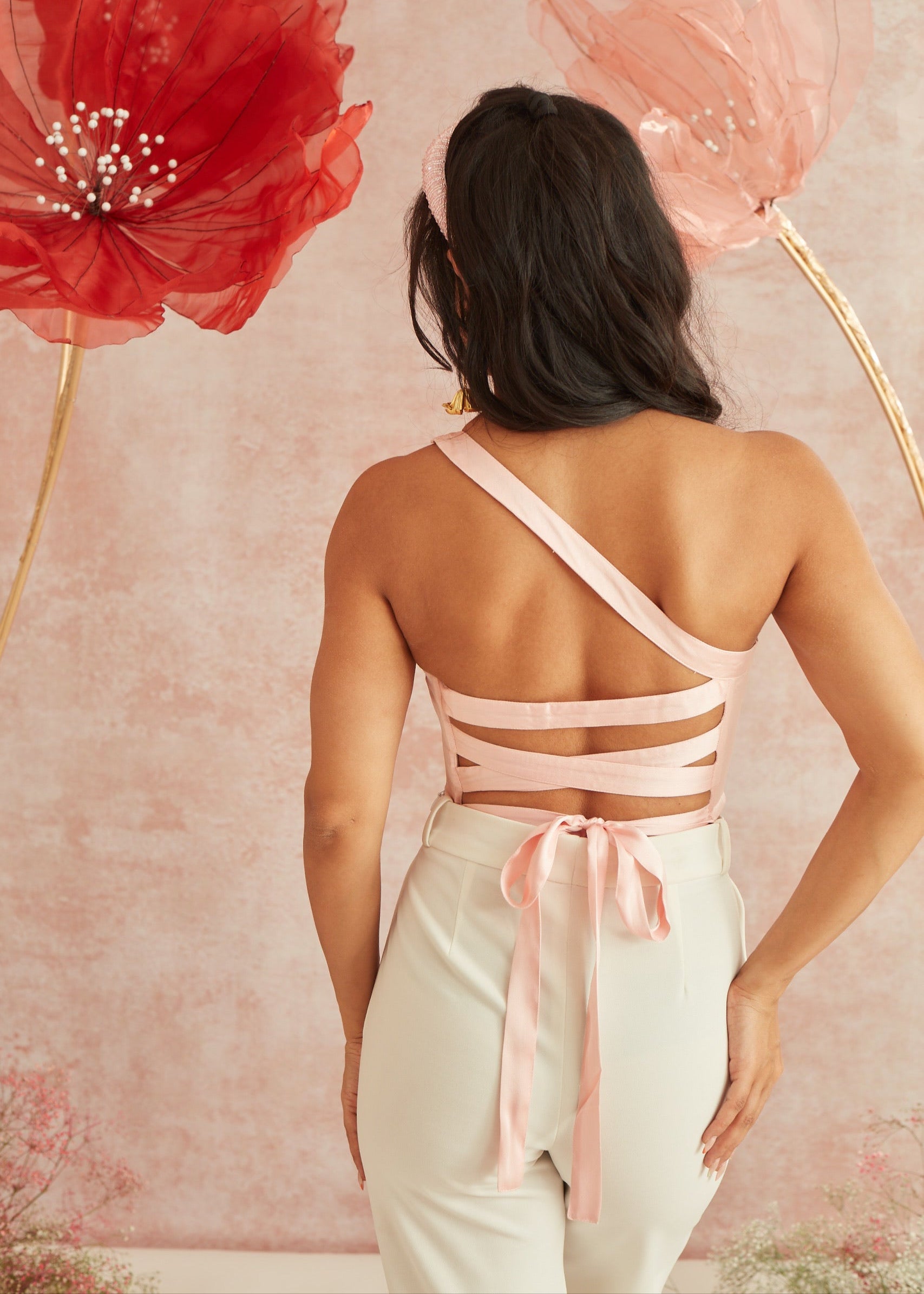 Vivian Pink Backless Corset Top