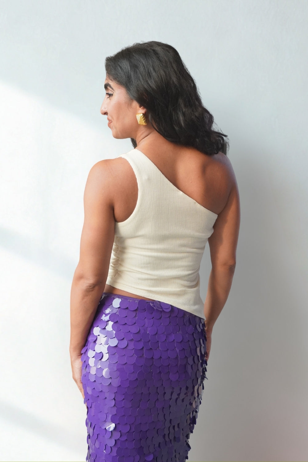 Lea X KYT White One-Shoulder Ribbed Top