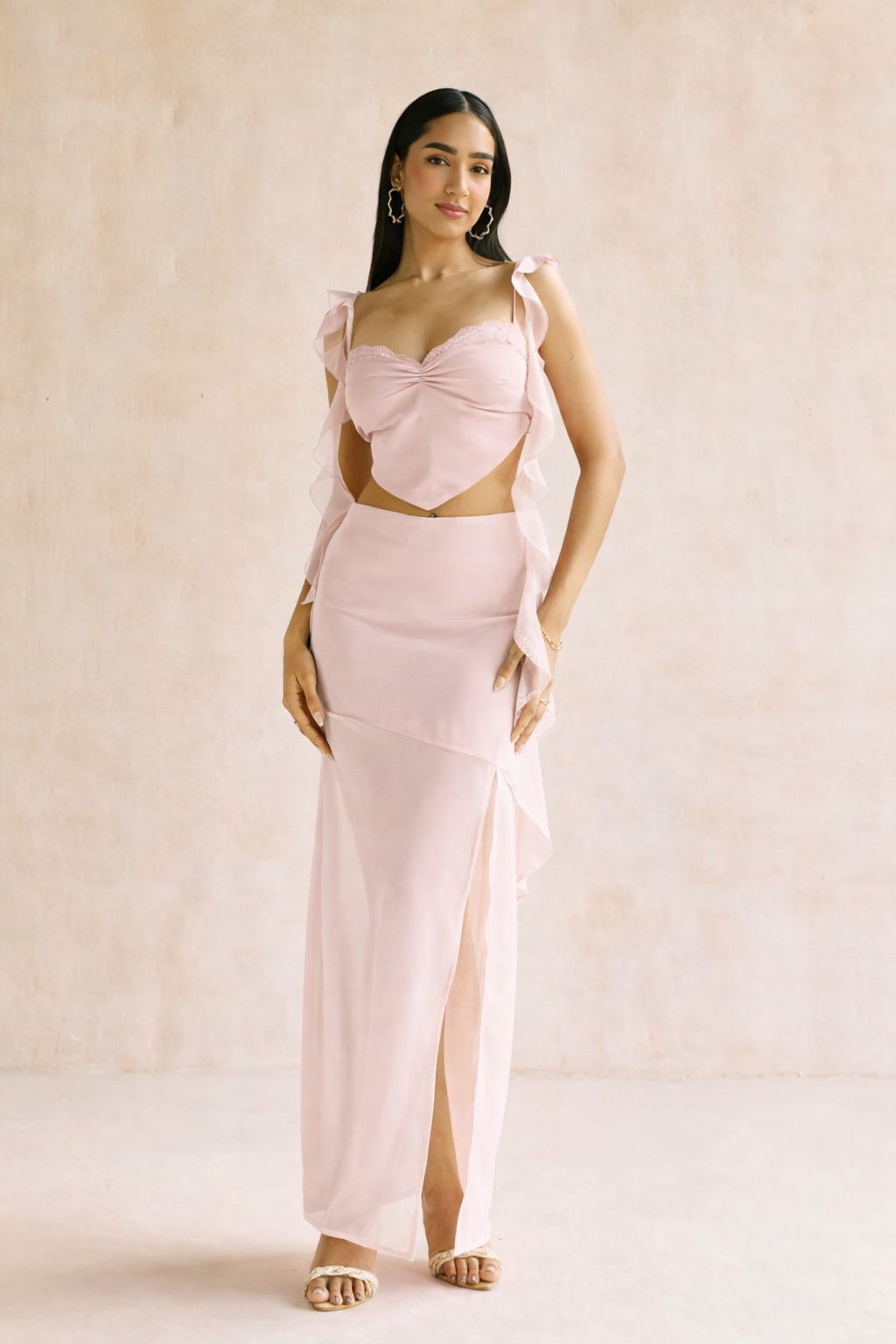 Crimson Blush Pink Muse Ruffled Top