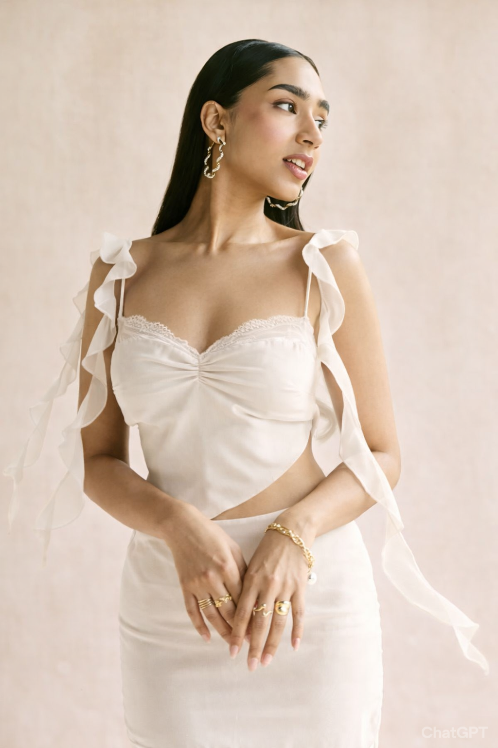 Crimson White Slit Midaxi Skirt