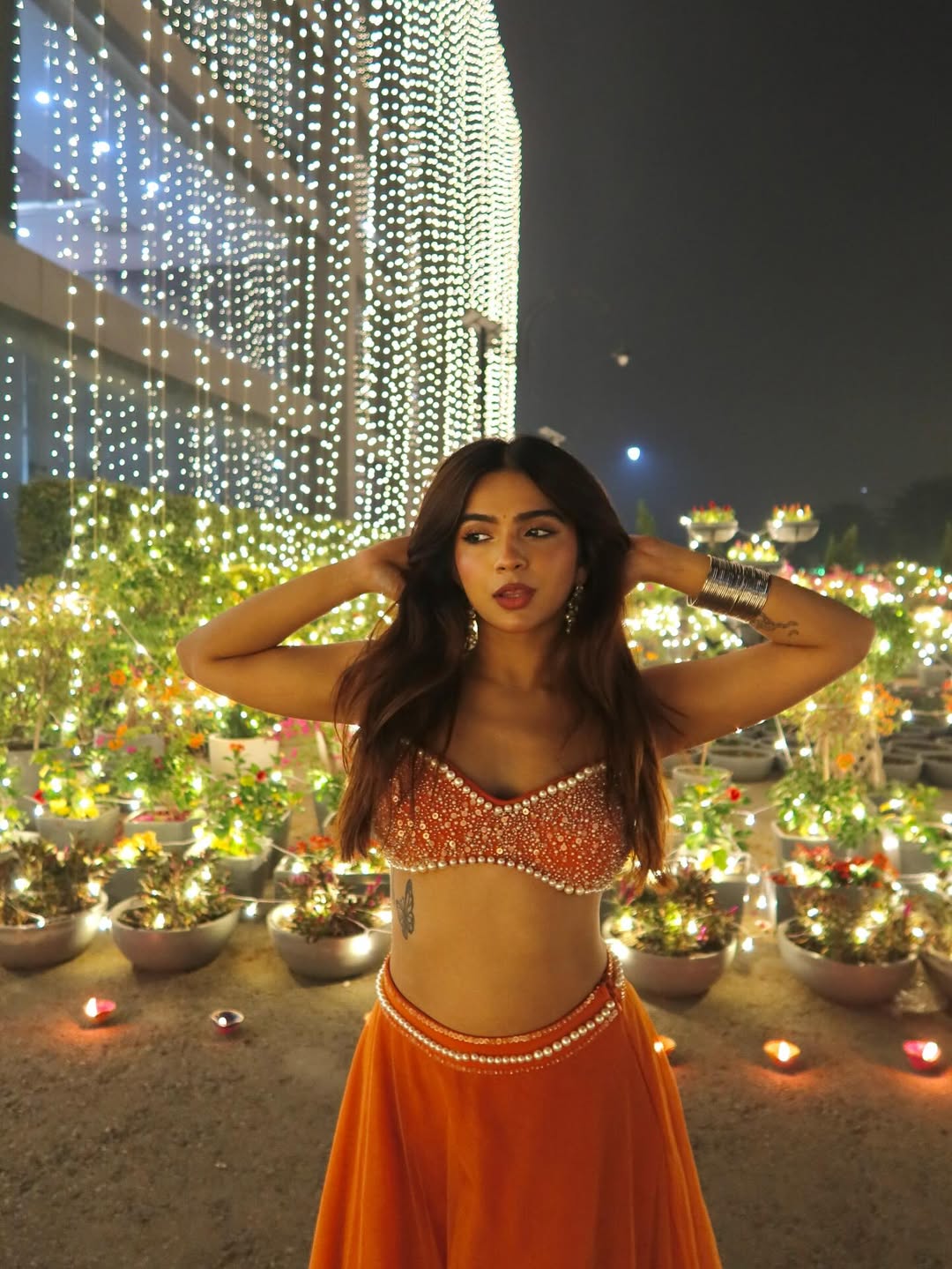 Sahana Orange Hand Embroidered Lehenga Set