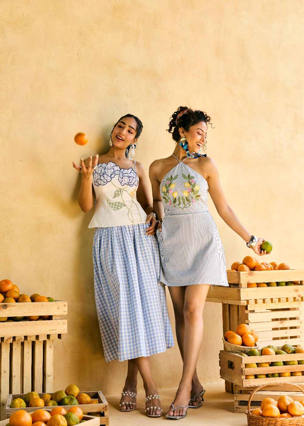 Gulnaar Lemon Patch Halter Mini Dress