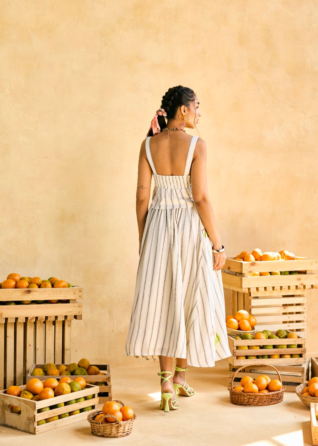 Garden Stripe Gathered Skirt