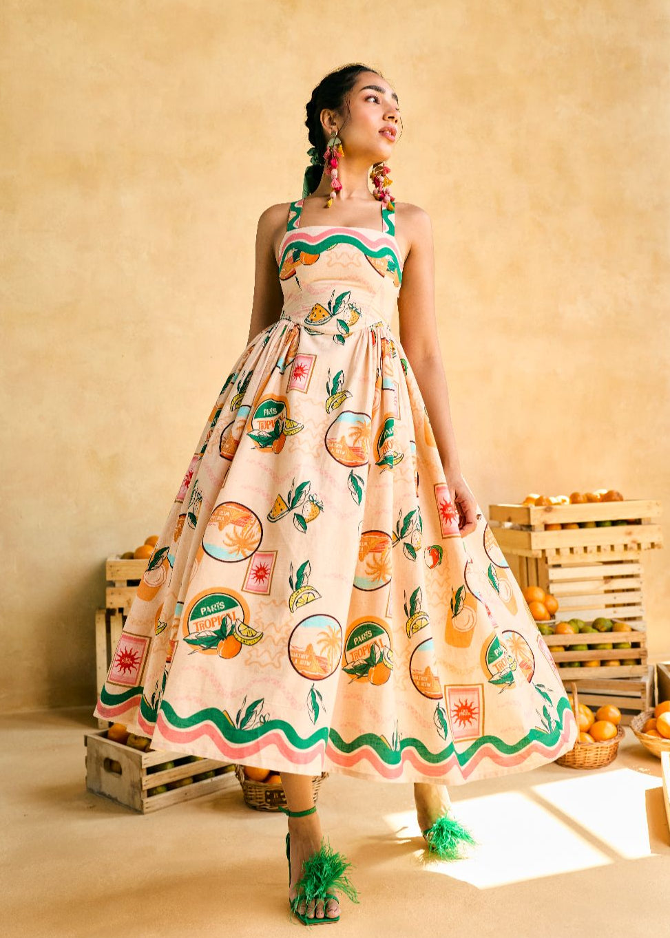 Citrus Orchard Halter Dress