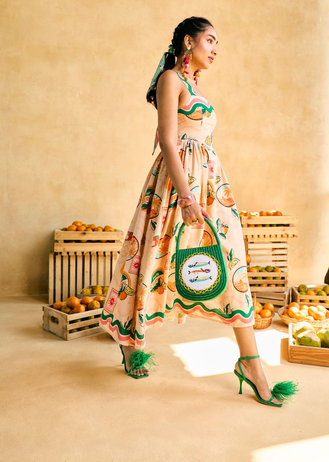 Citrus Orchard Halter Dress