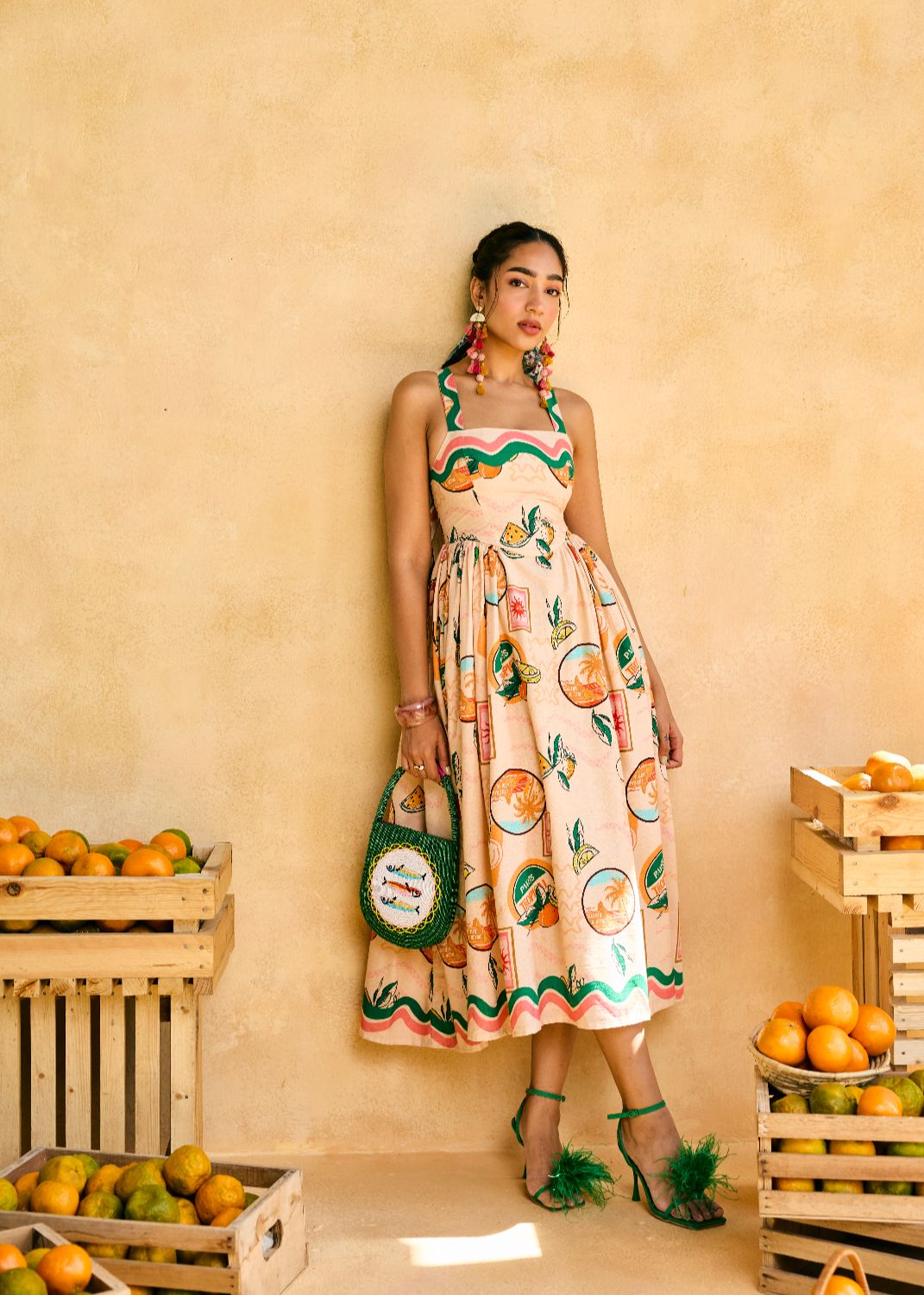 Citrus Orchard Halter Dress
