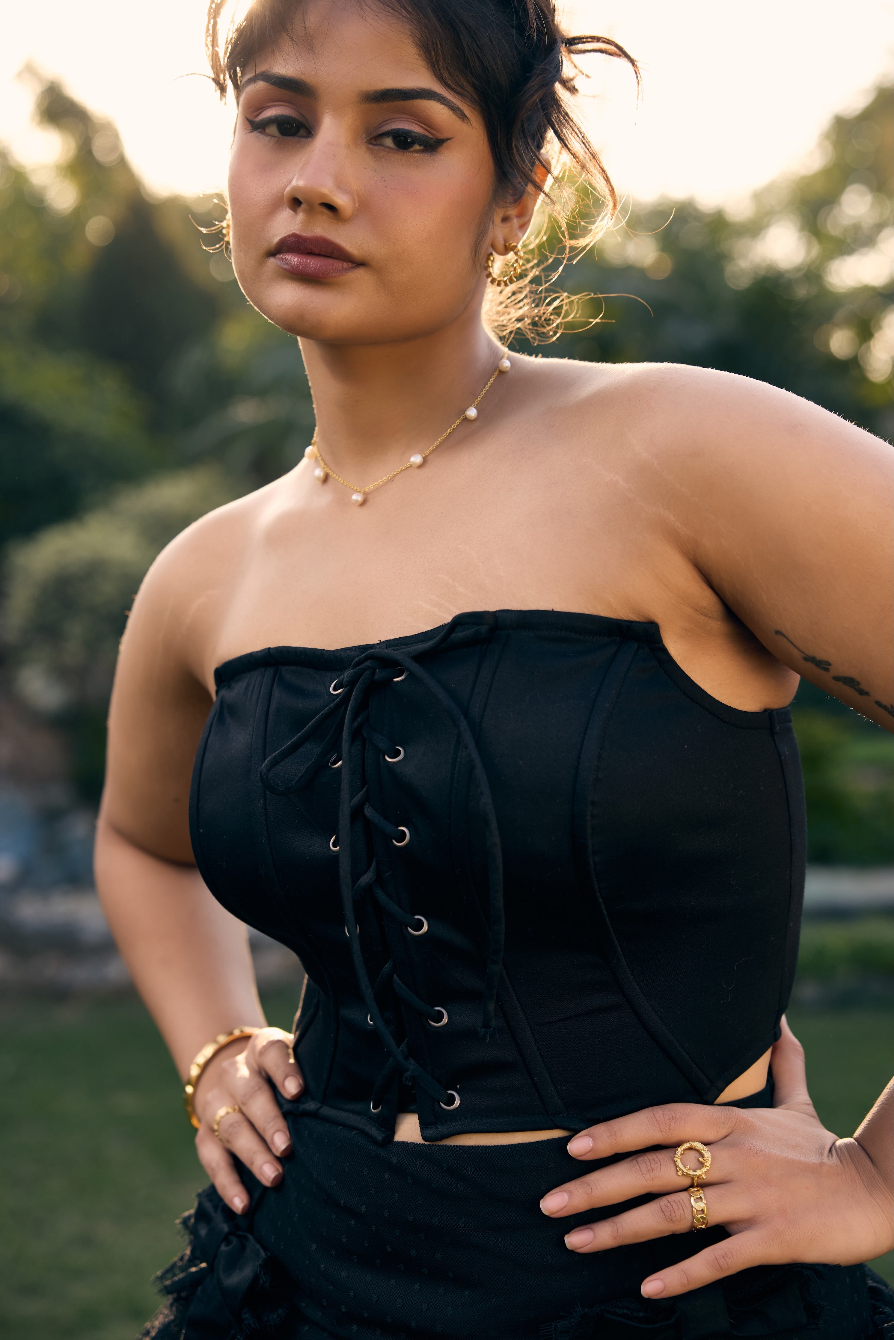 Beverly Black Strapless Corset Top