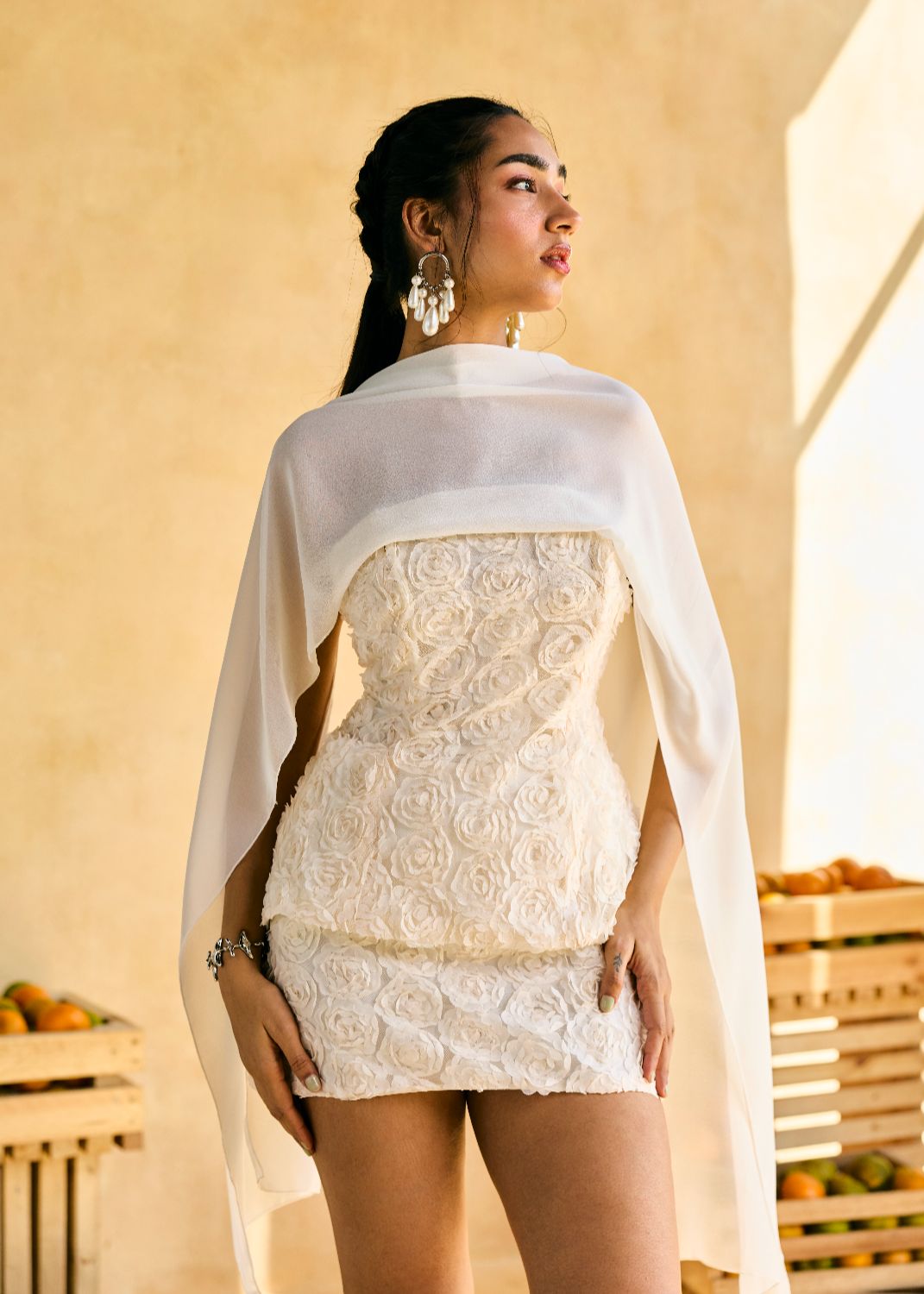 Elowen White Sculpted Peplum Corset Top