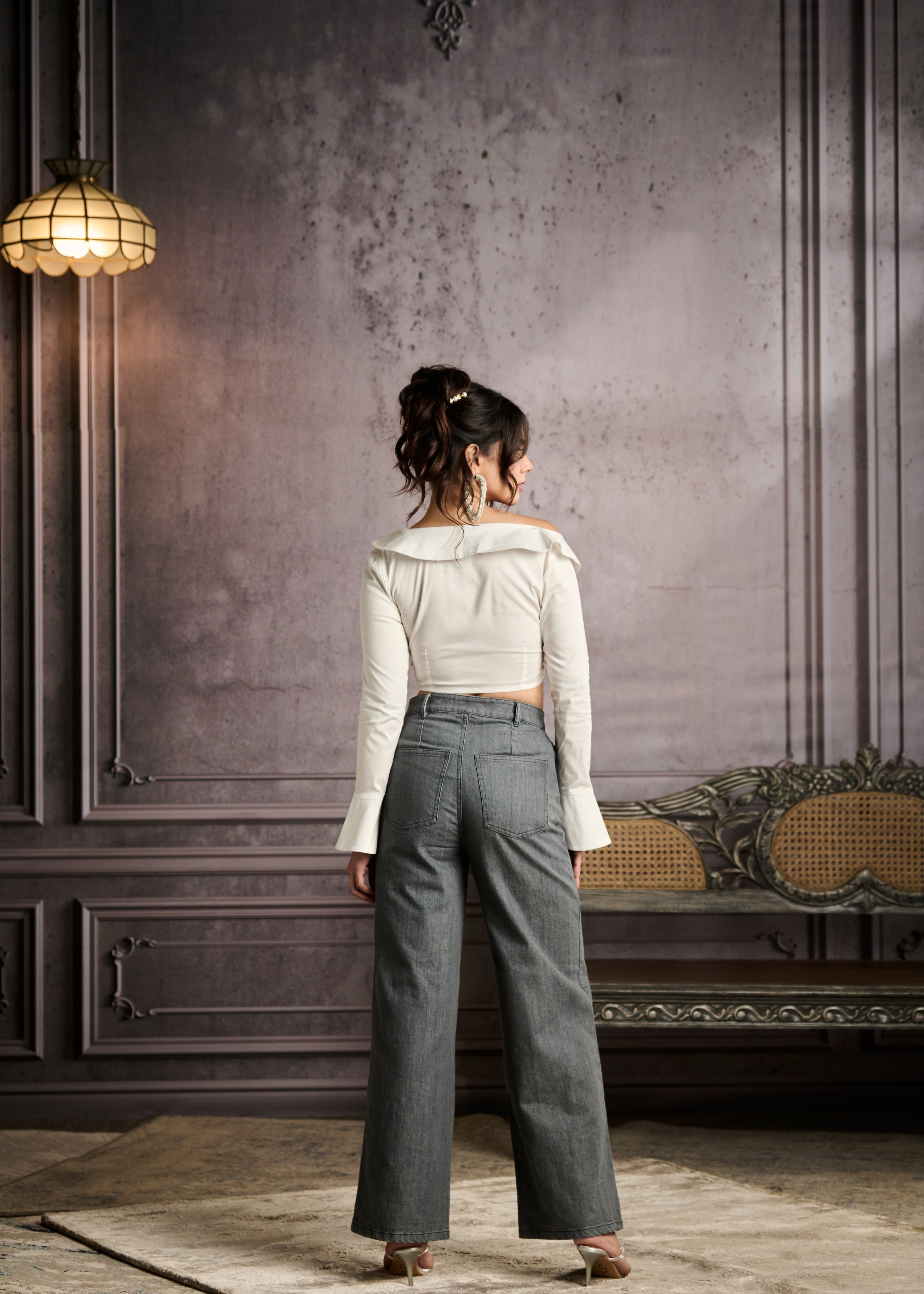 Cosima White Full Sleeves Tailored Blouse