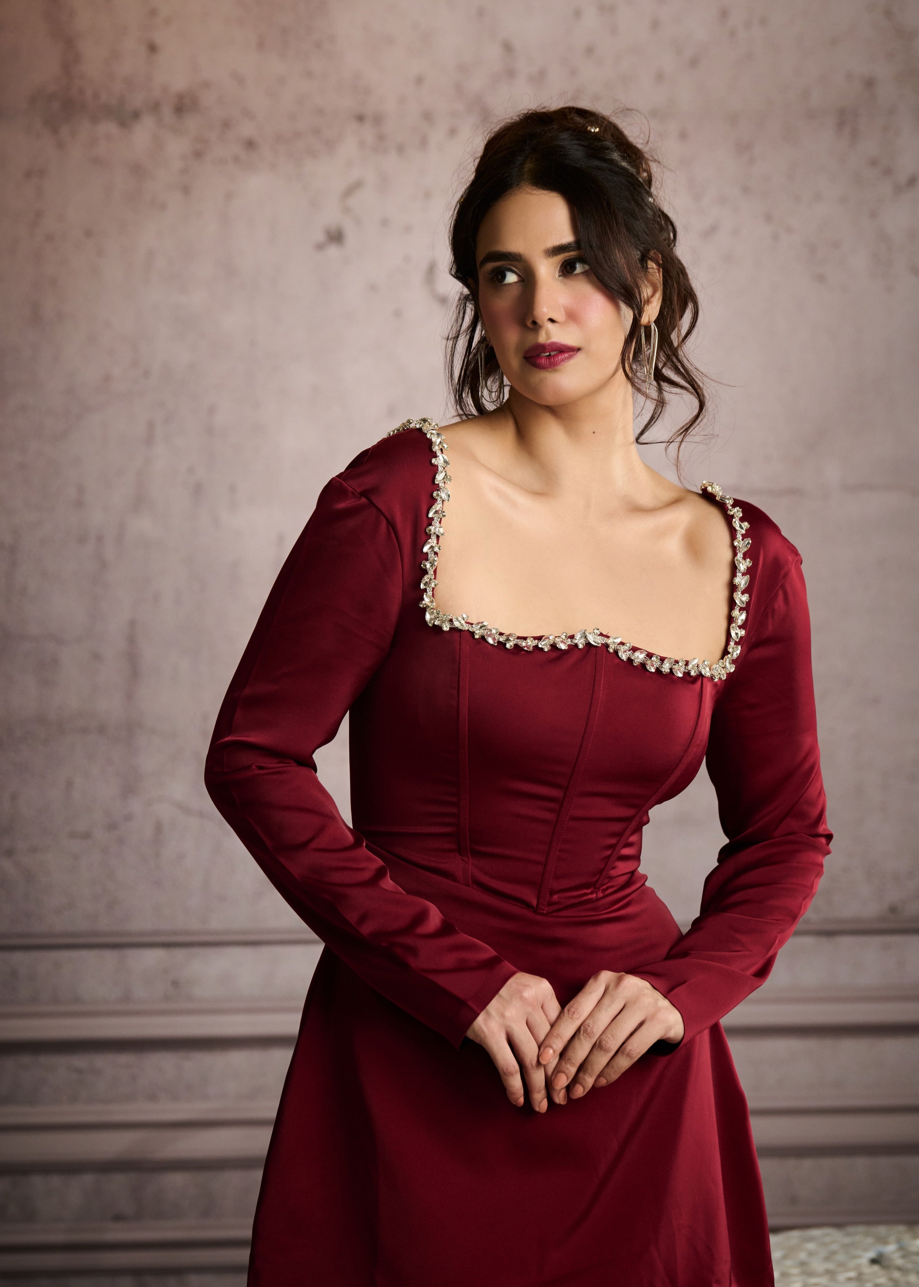 Faith Red A-line Rhinestone Mini Dress