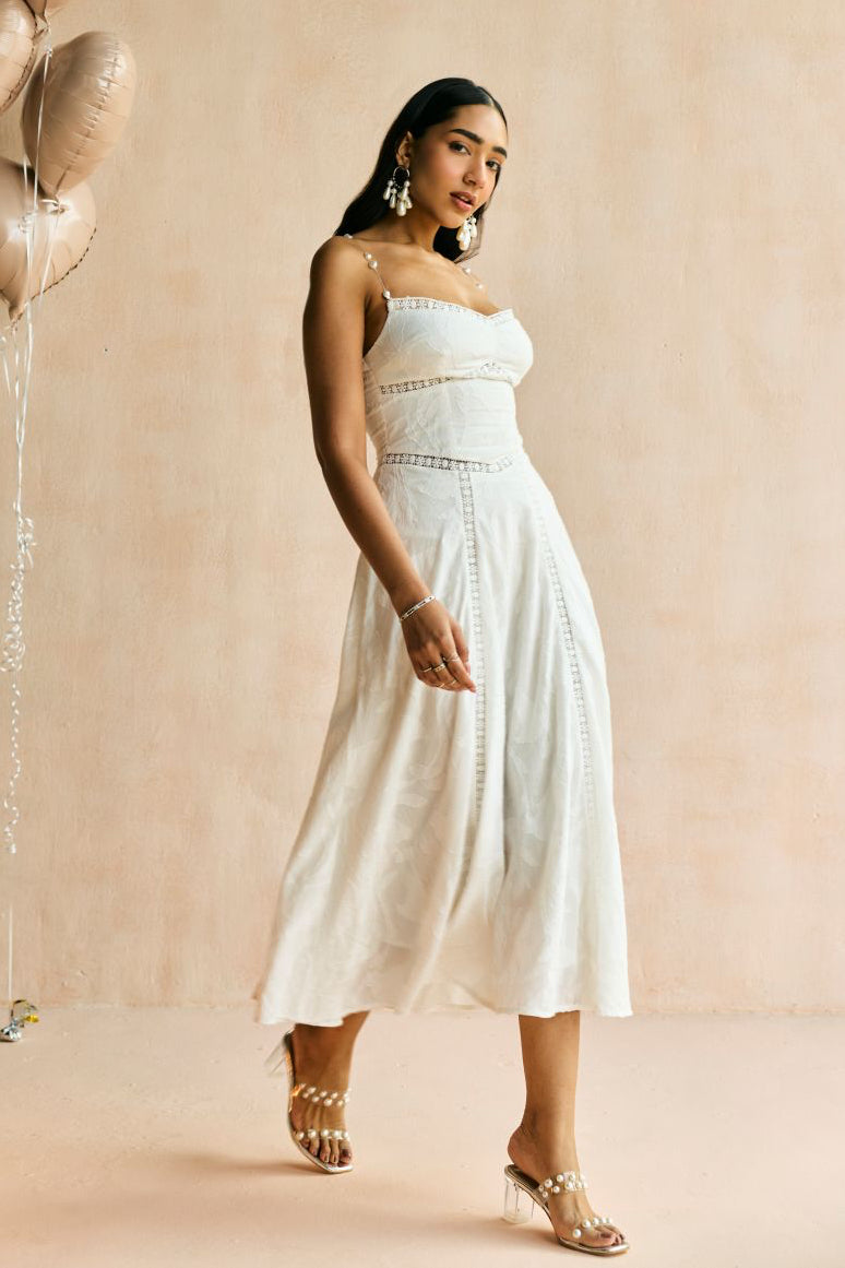 The Élan White Jacquard Lace Dress