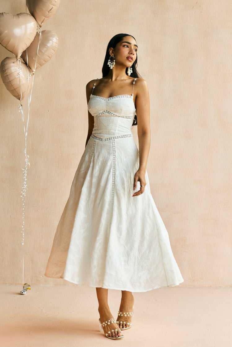 The Élan White Jacquard Lace Dress