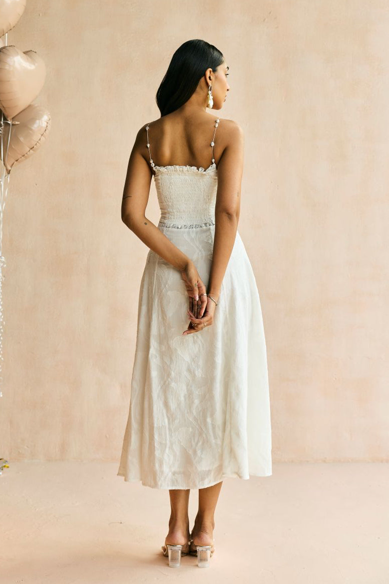 The Élan White Jacquard Lace Dress